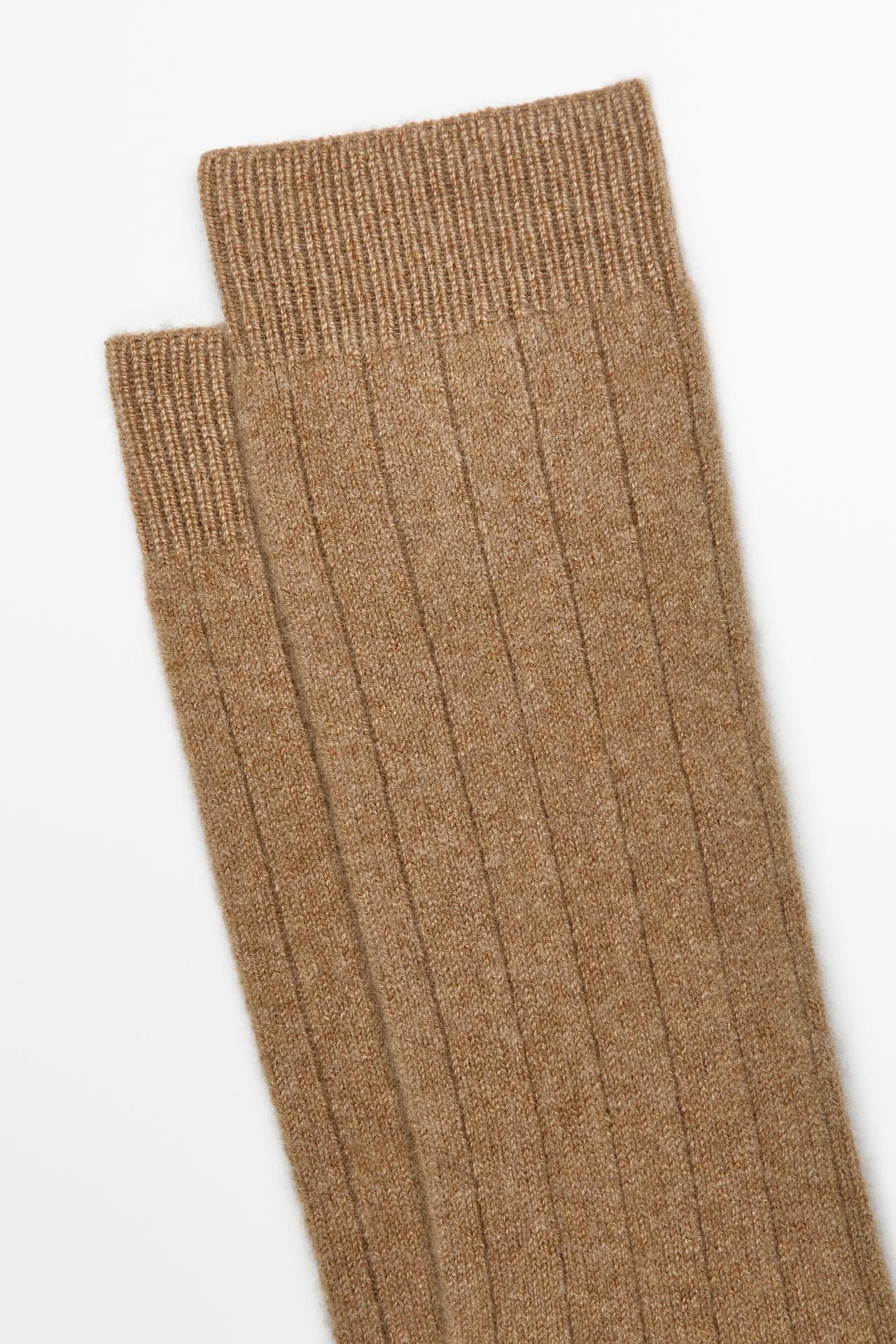 Cashmere blend ribbed socks — CAMEL