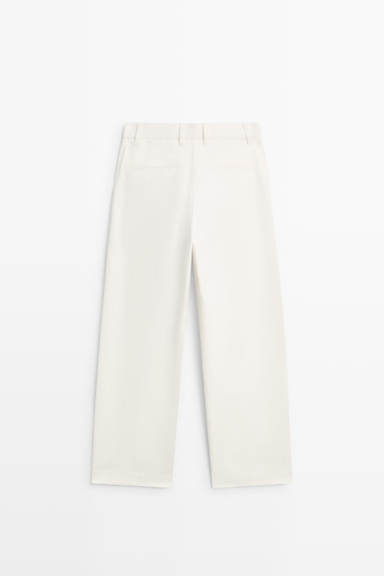Low-rise pleated wide-leg pants — Off white