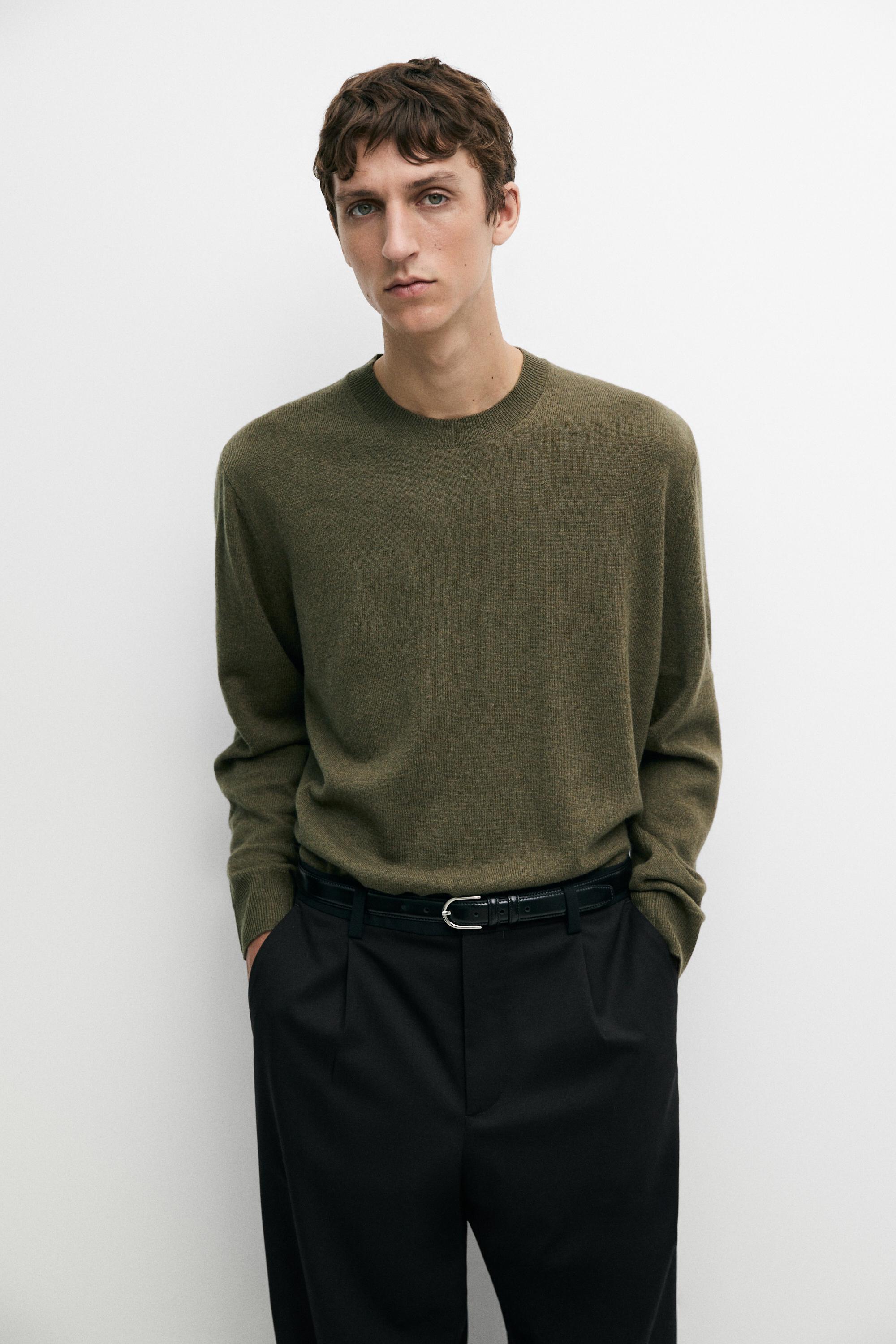 Wool blend round neck knit sweater — Sea green