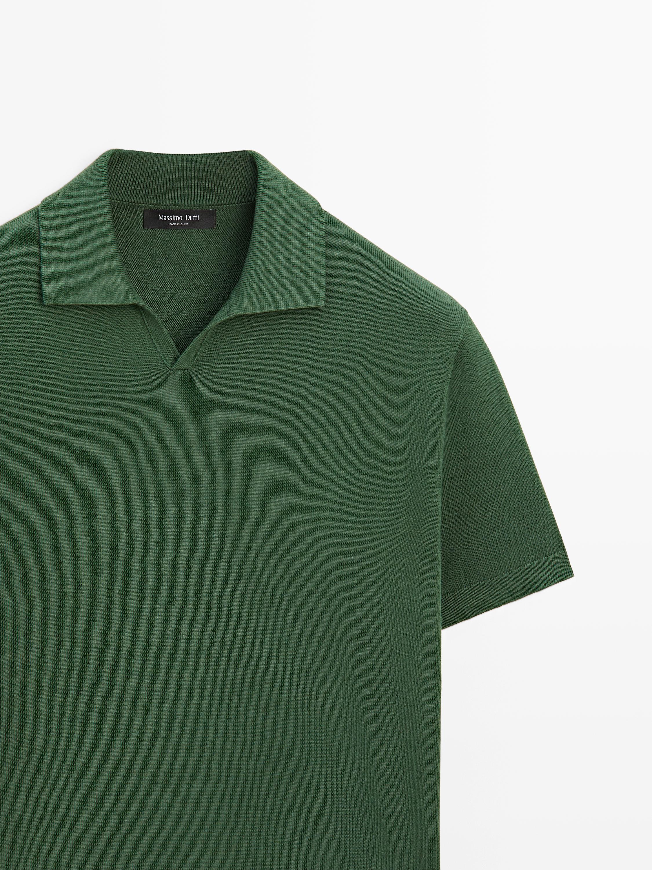 Cotton blend knit polo sweater — DUCK GREEN