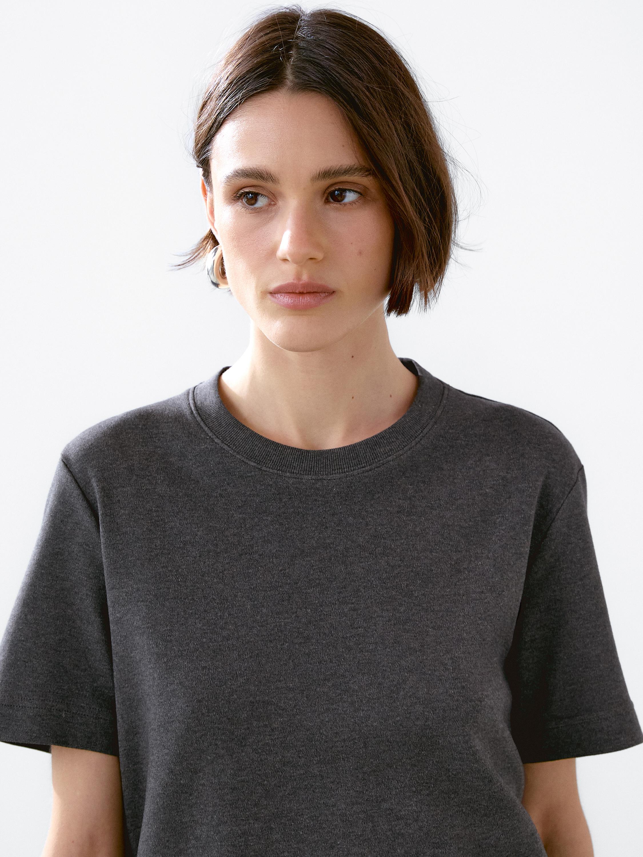 100% cotton interlock crew neck T-shirt — ANTHRACITE GREY