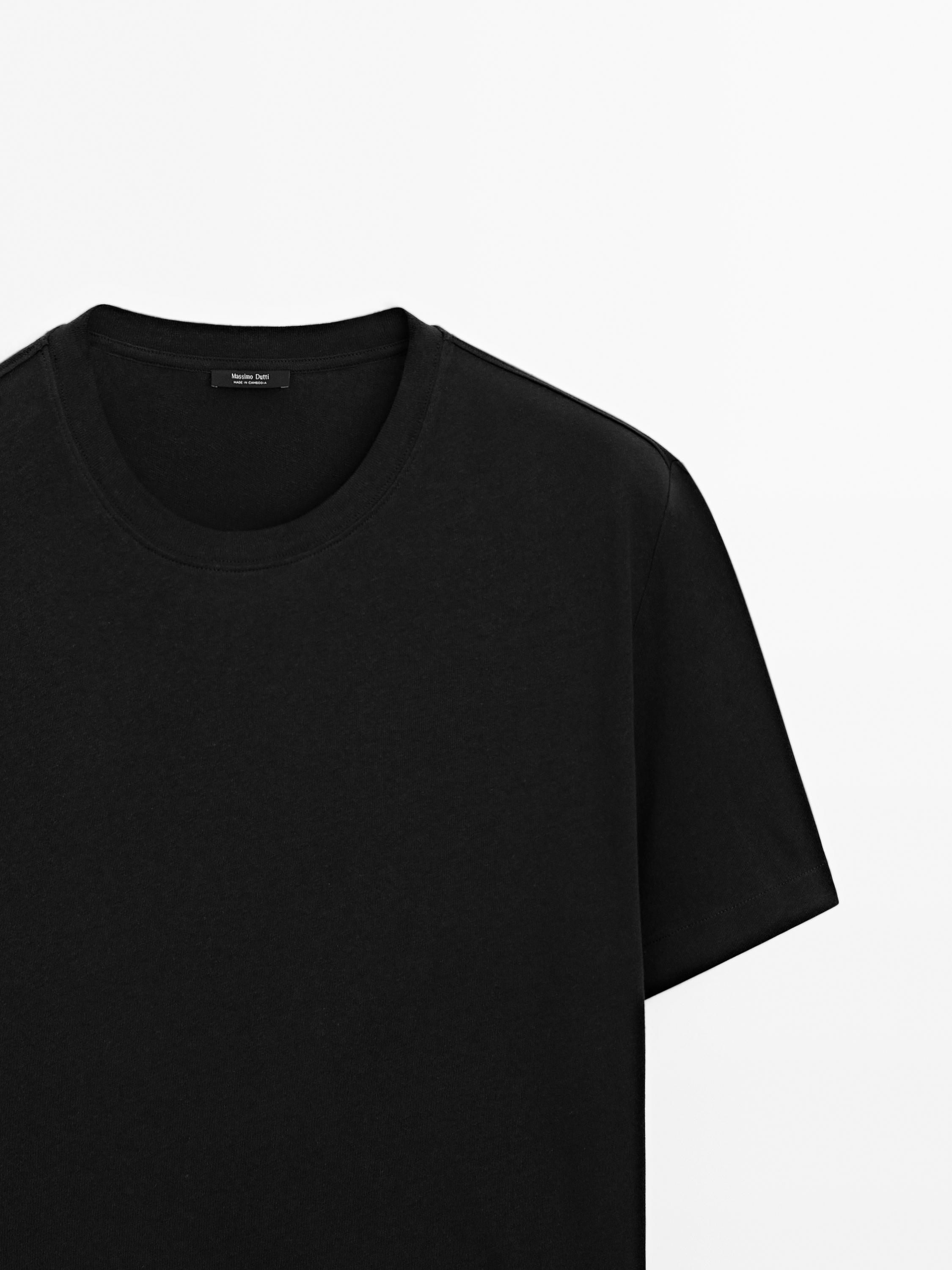 Short-sleeved T-shirt with linen
