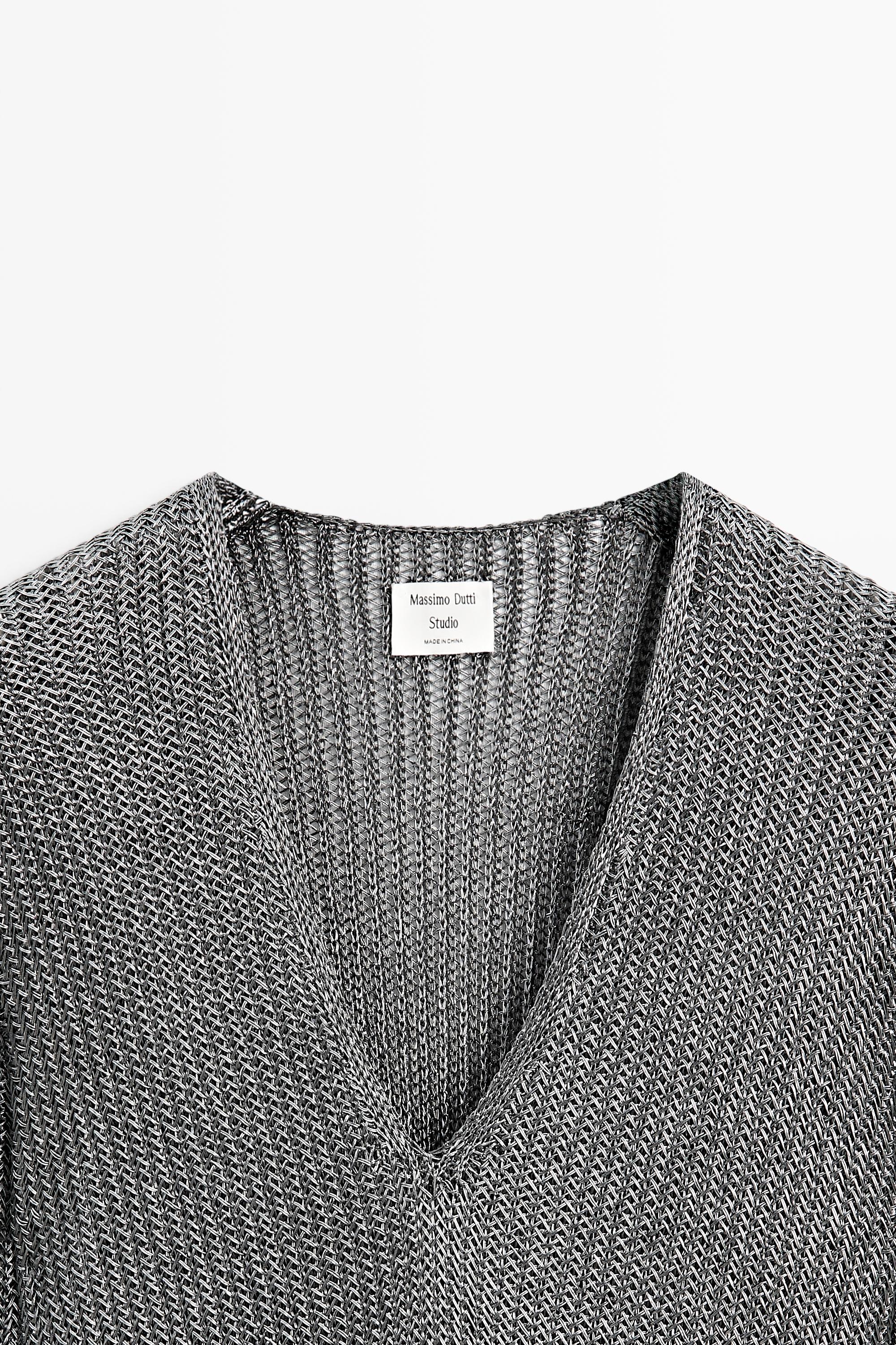 Long metallic knit dress - STUDIO — Silver