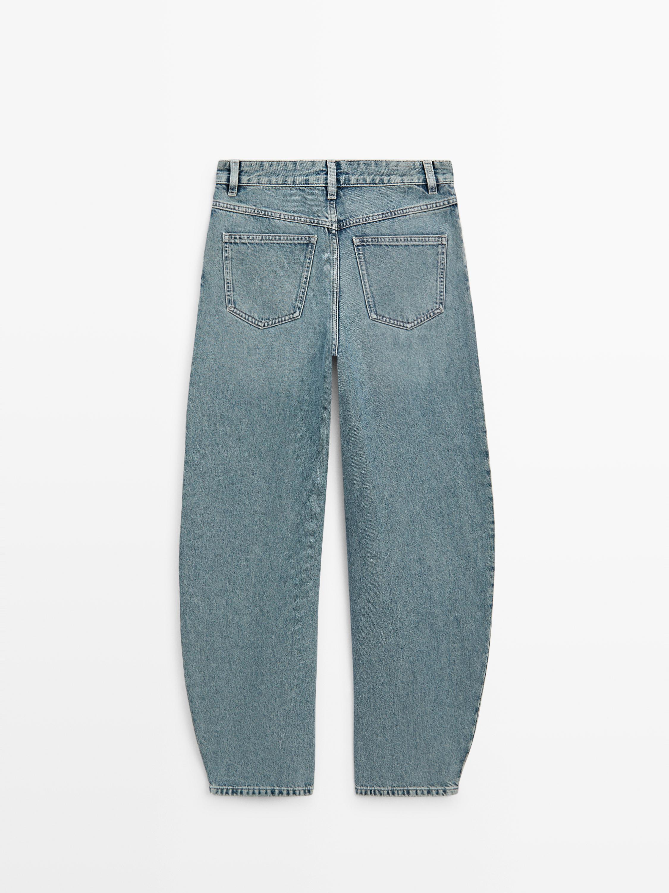 High-waist barrel fit jeans — Light Blue