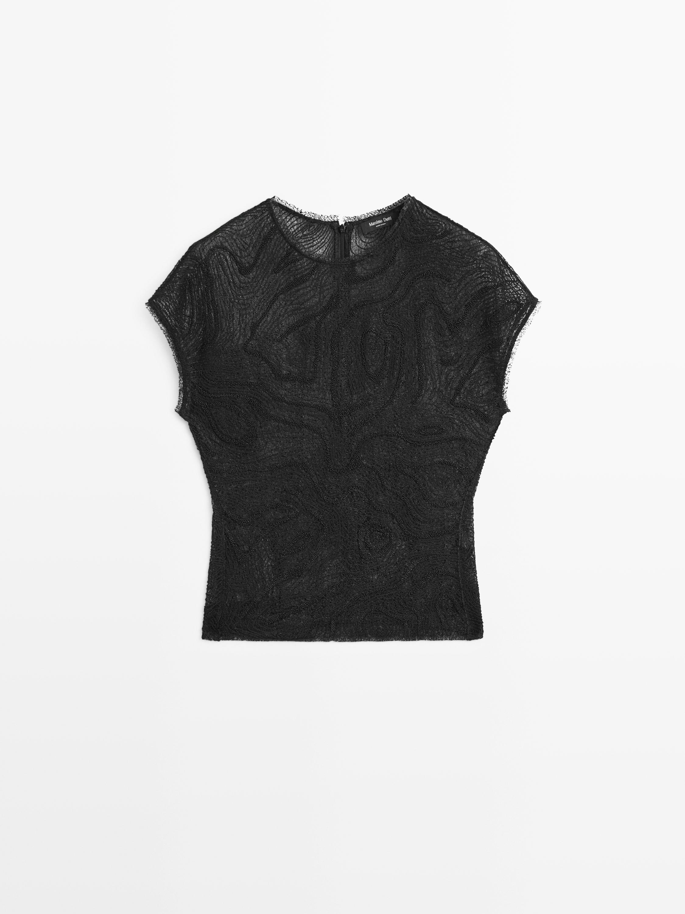 Semi-sheer embroidered top