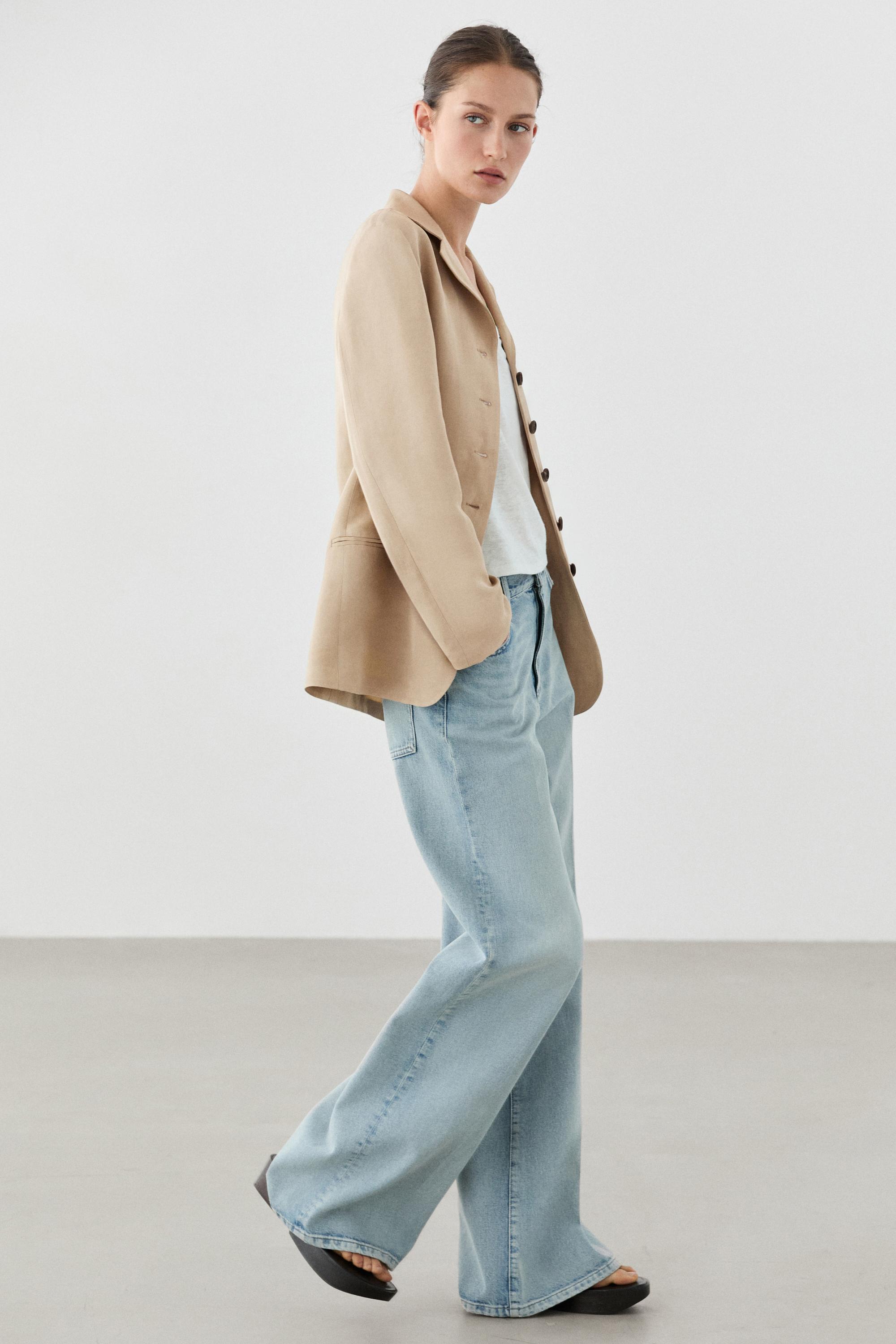 Flowing buttoned blazer — BEIGE