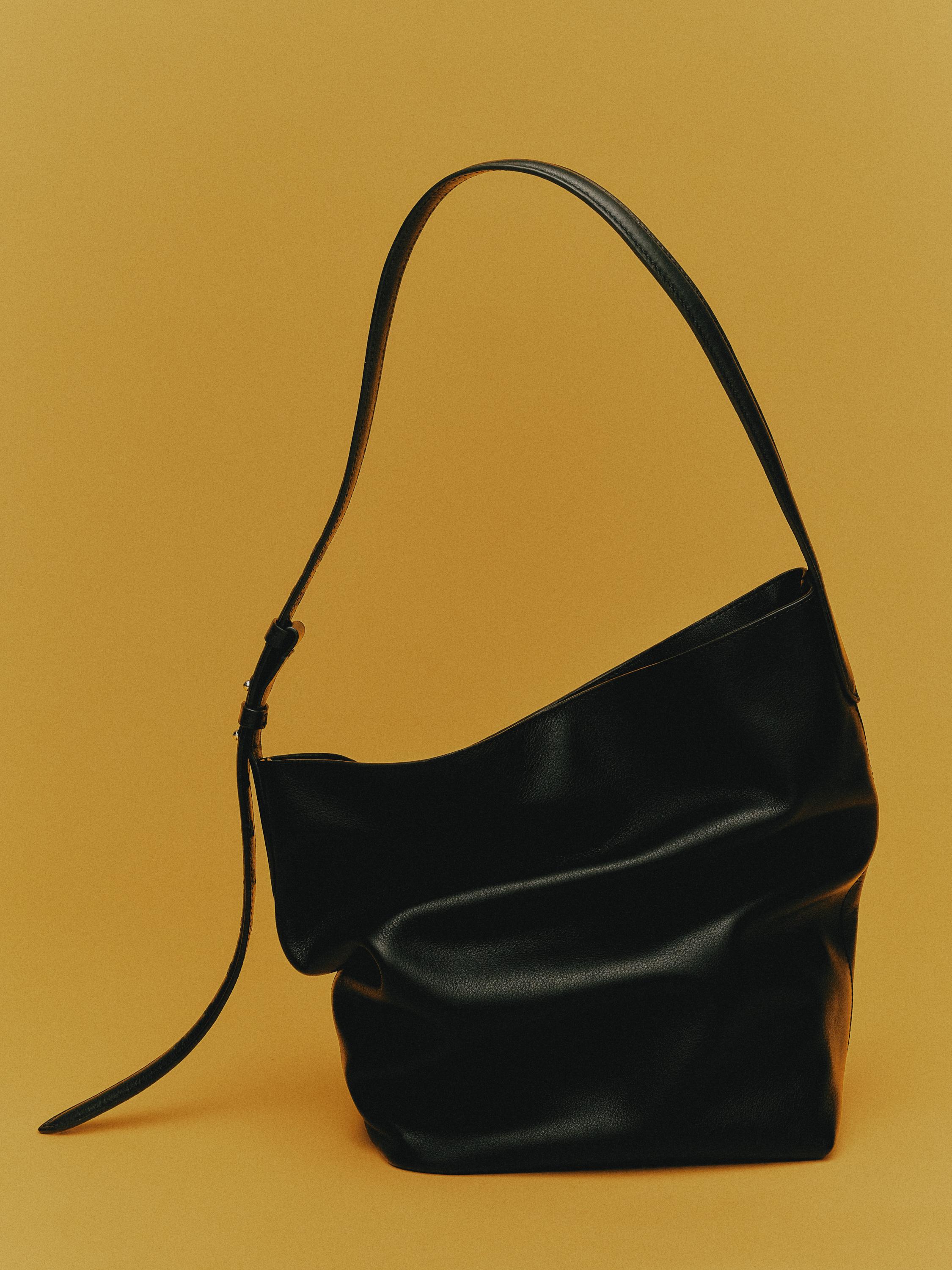 Nappa leather bucket bag — BLACK