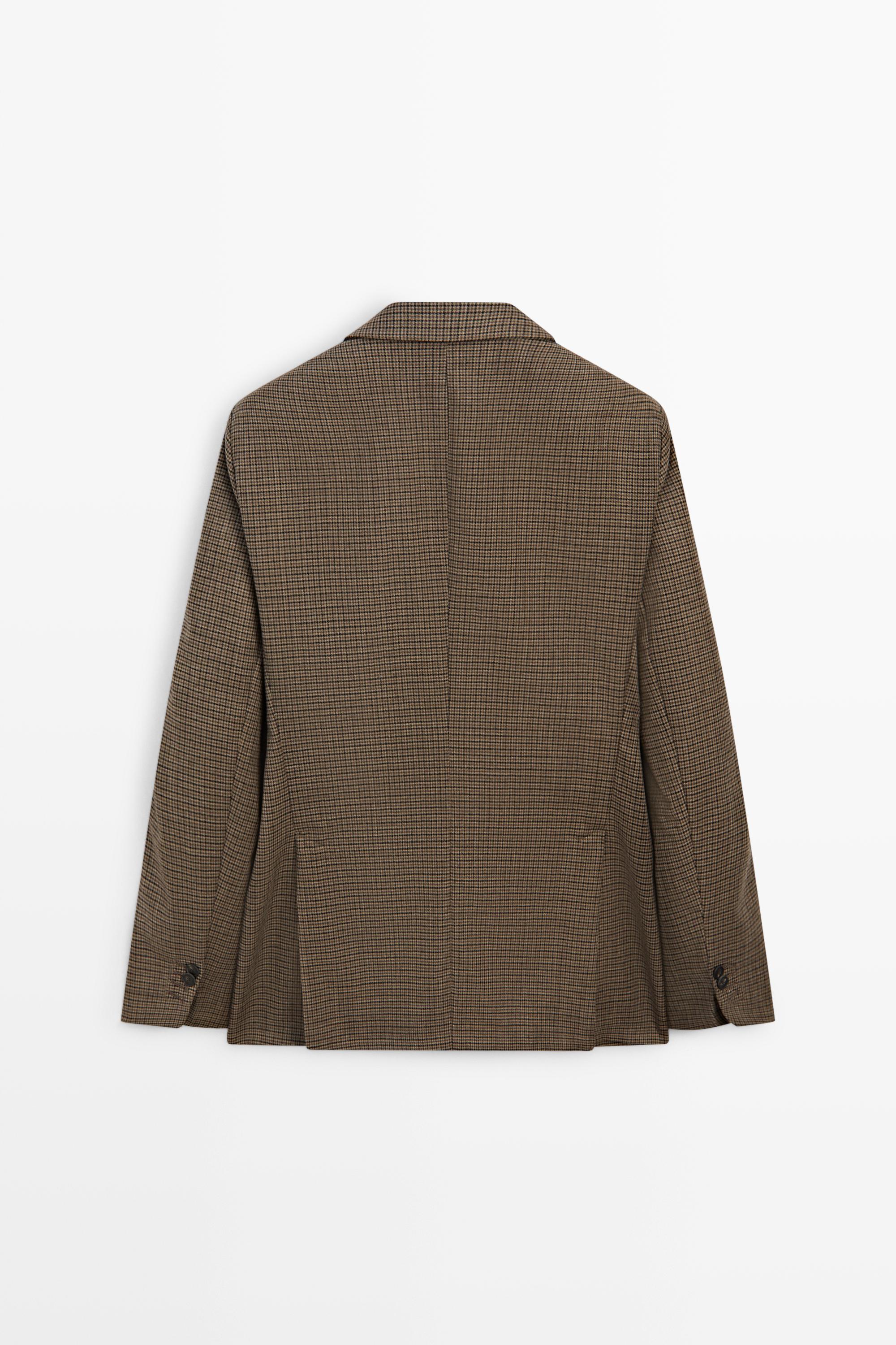100% wool houndstooth blazer — BEIGE MARL