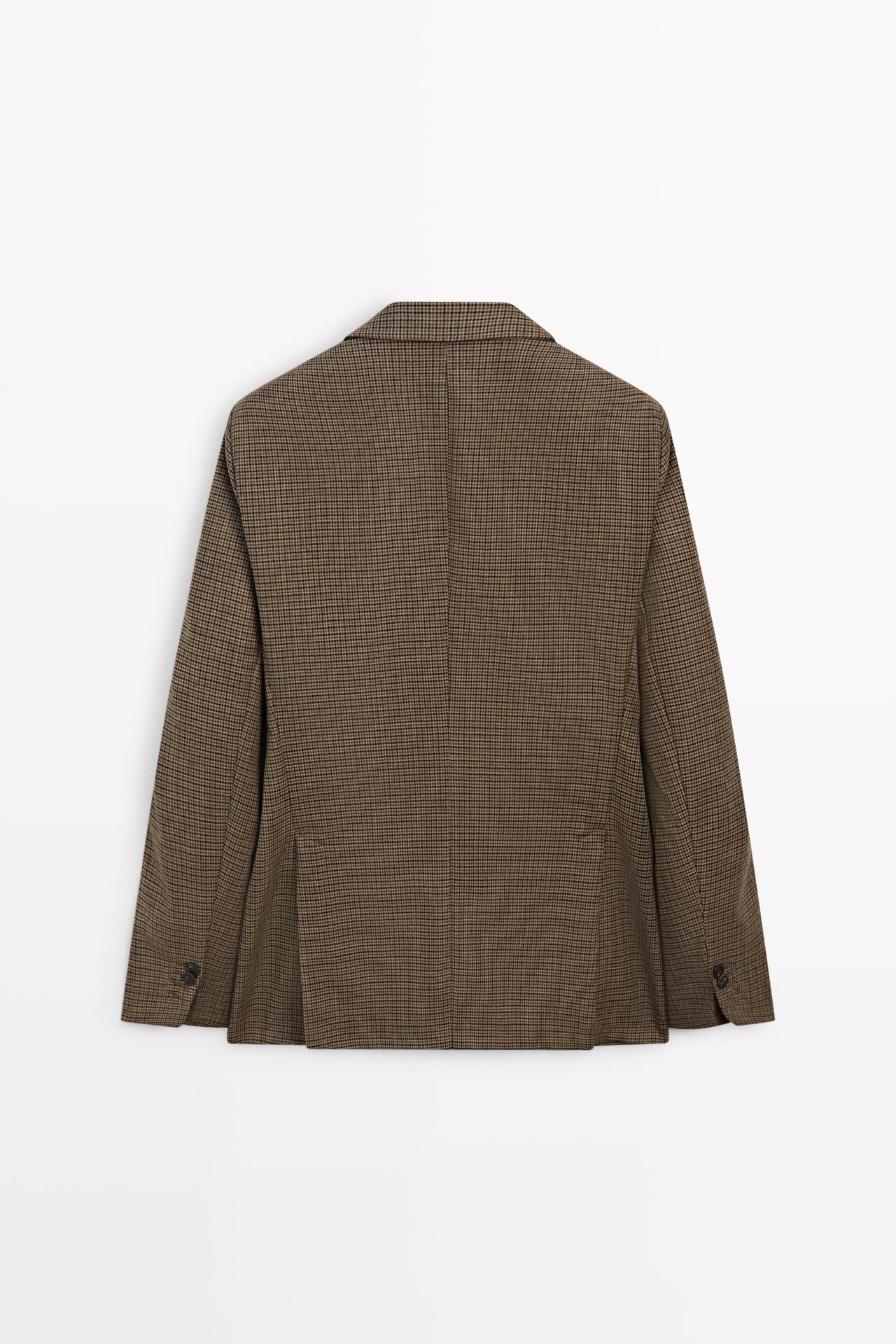 100% wool houndstooth blazer — BEIGE MARL