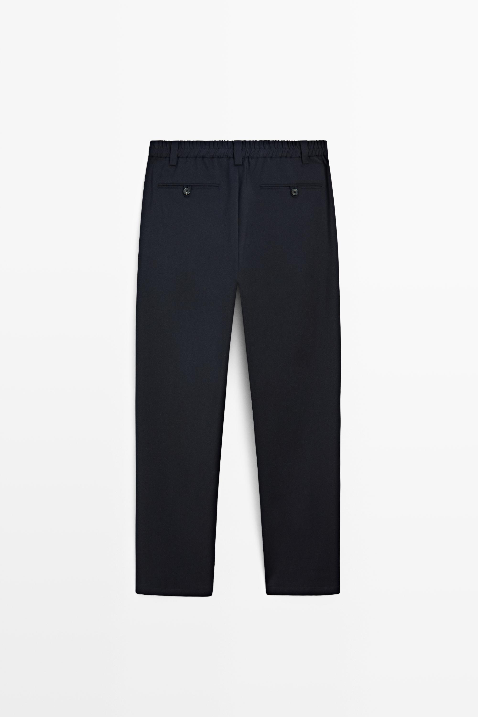 100% wool straight-leg pants — NAVY BLUE