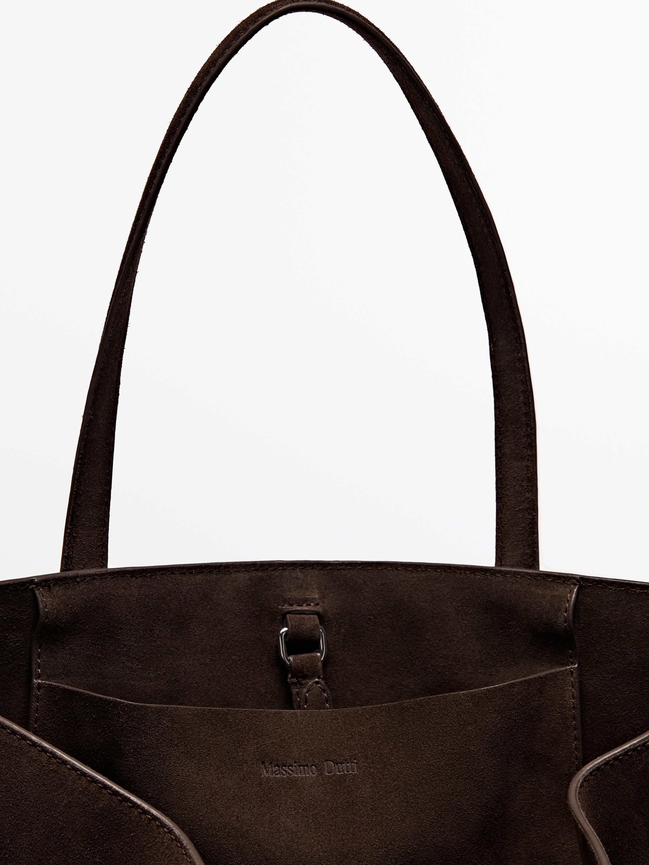 Split suede maxi tote bag