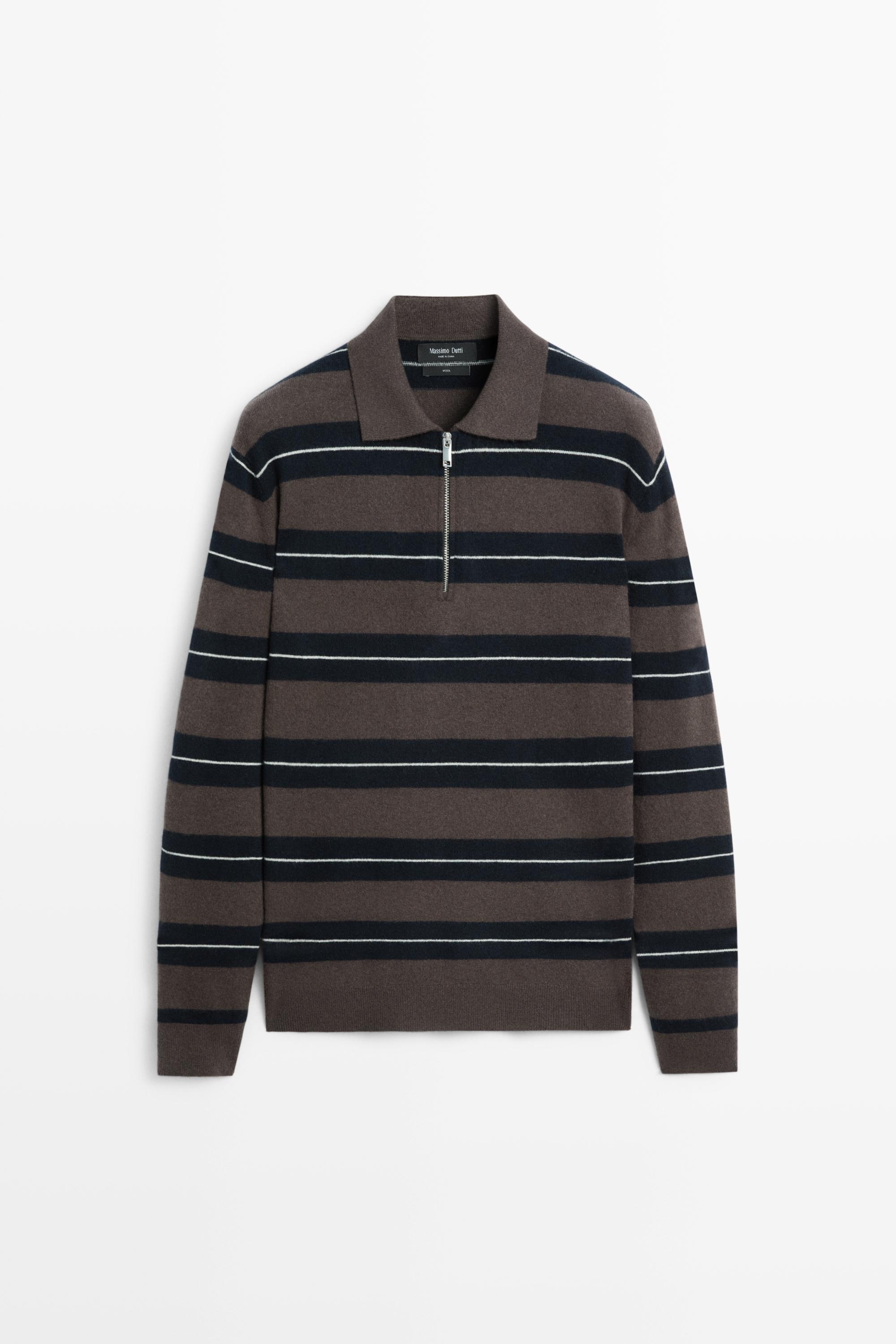 Massimo Dutti Çizgili polo yaka kazak görsel 2