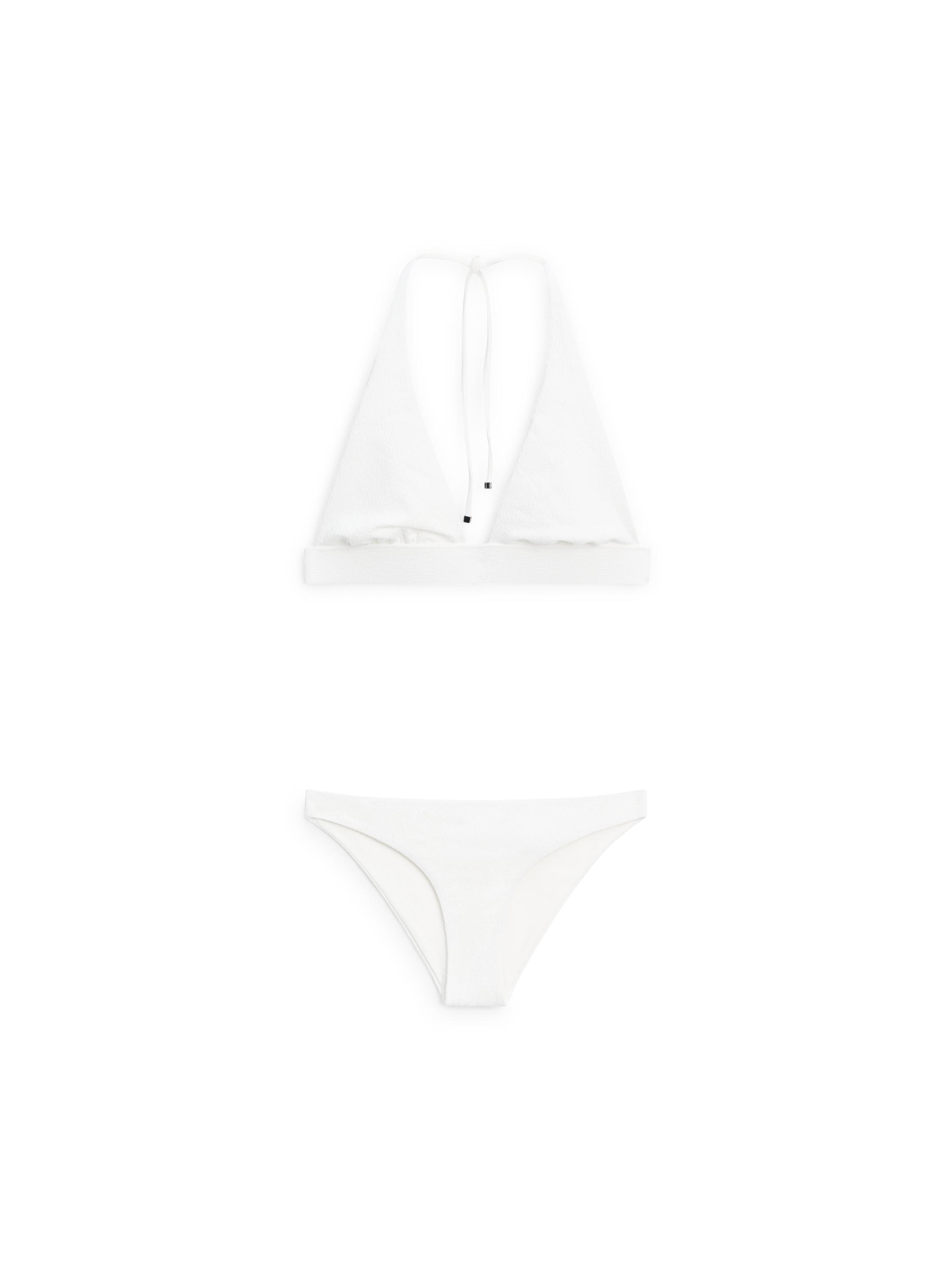 Textured triangle bikini top — Off white