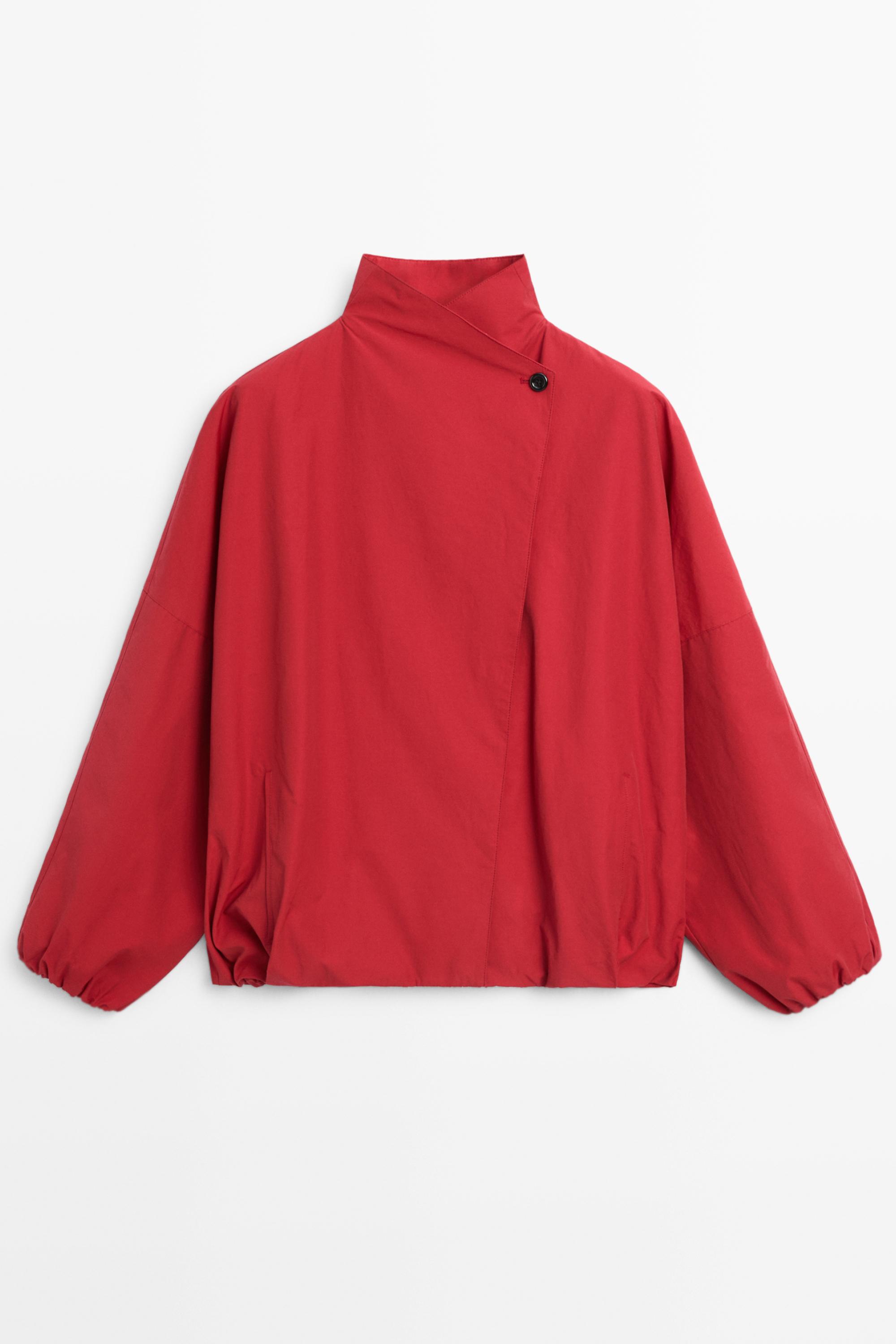 Technical bomber jacket with side button — BRIGHT RED