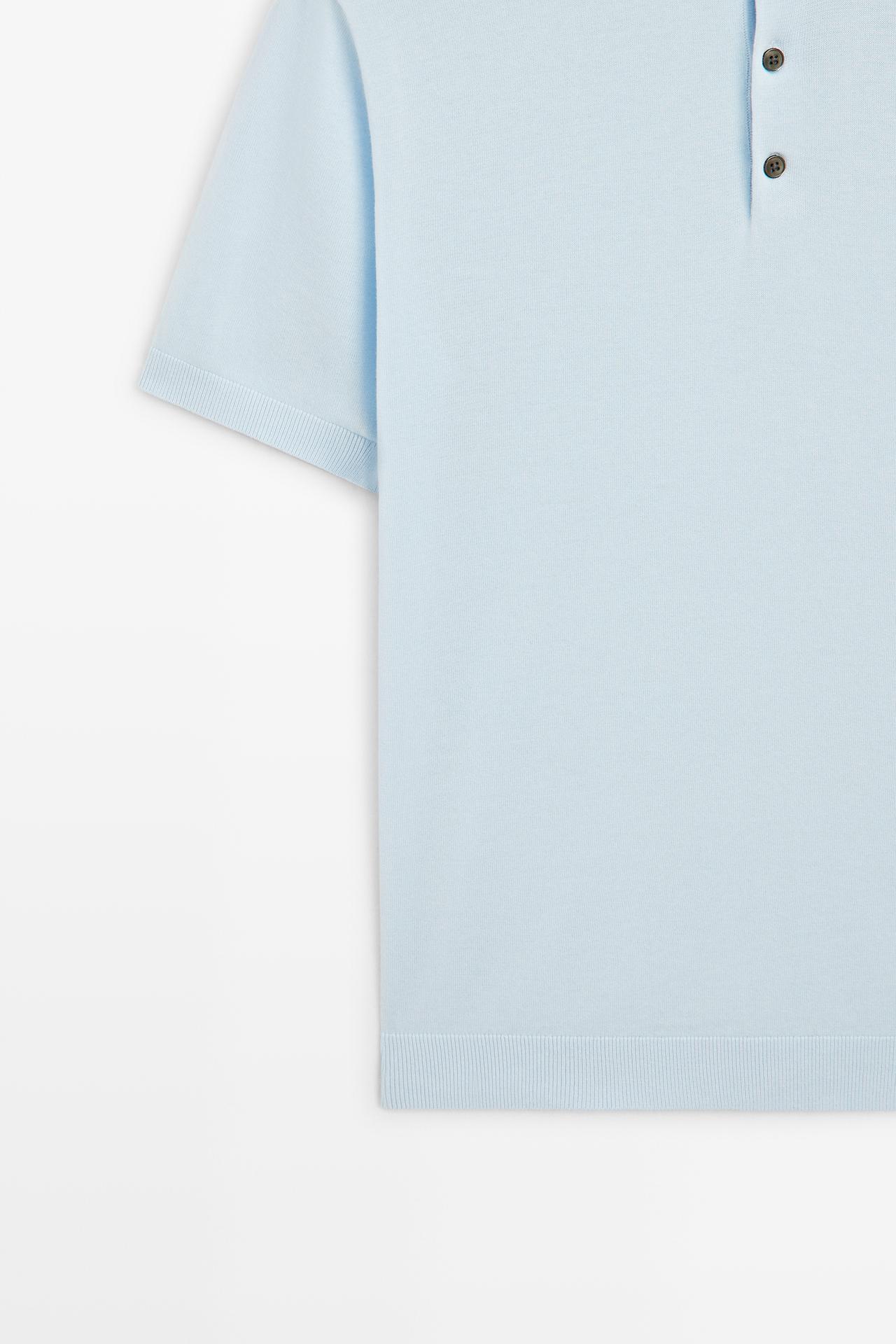 100% Cotton Knit Polo Shirt — Light Blue