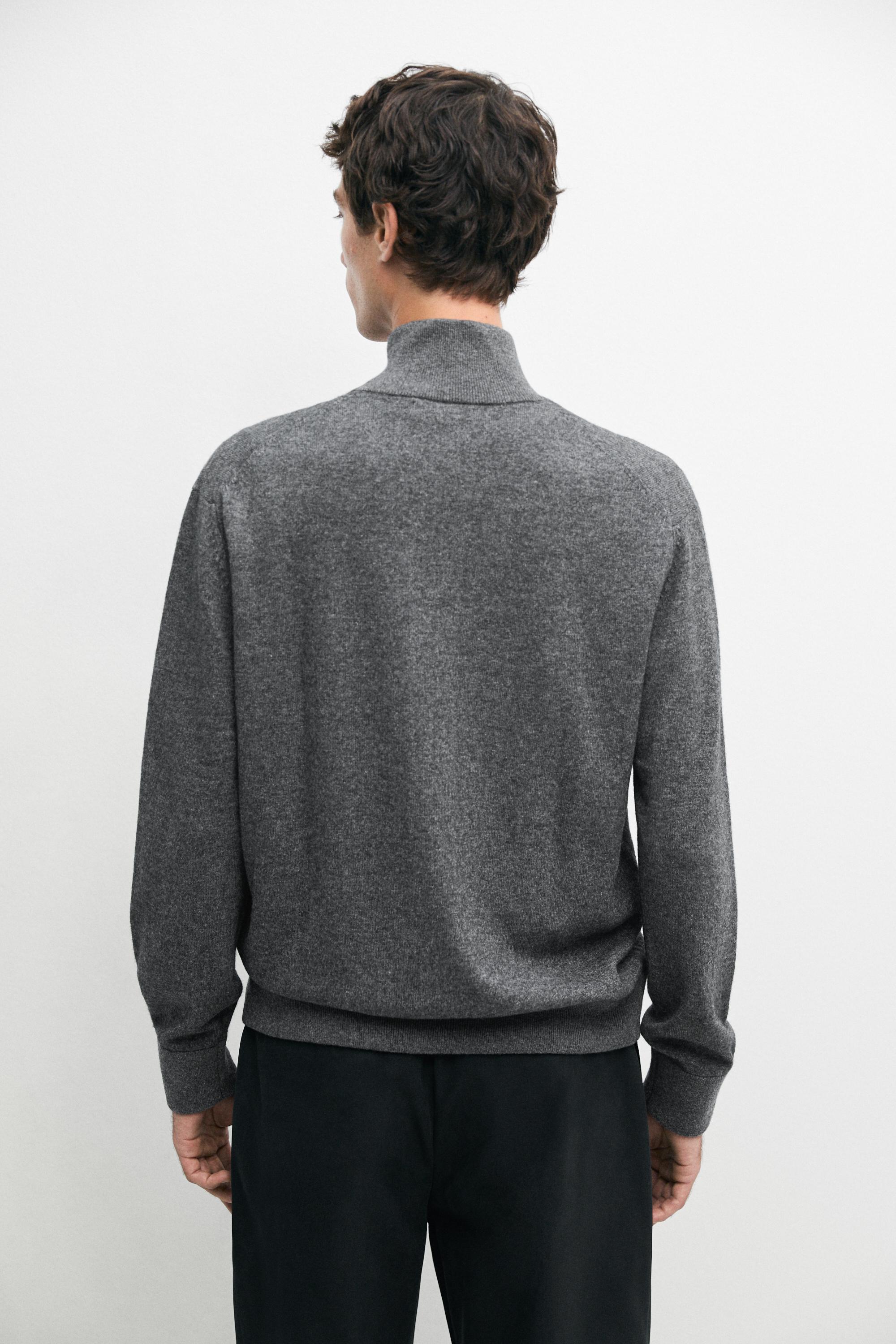Wool blend cardigan with zip detail — Medium Grey