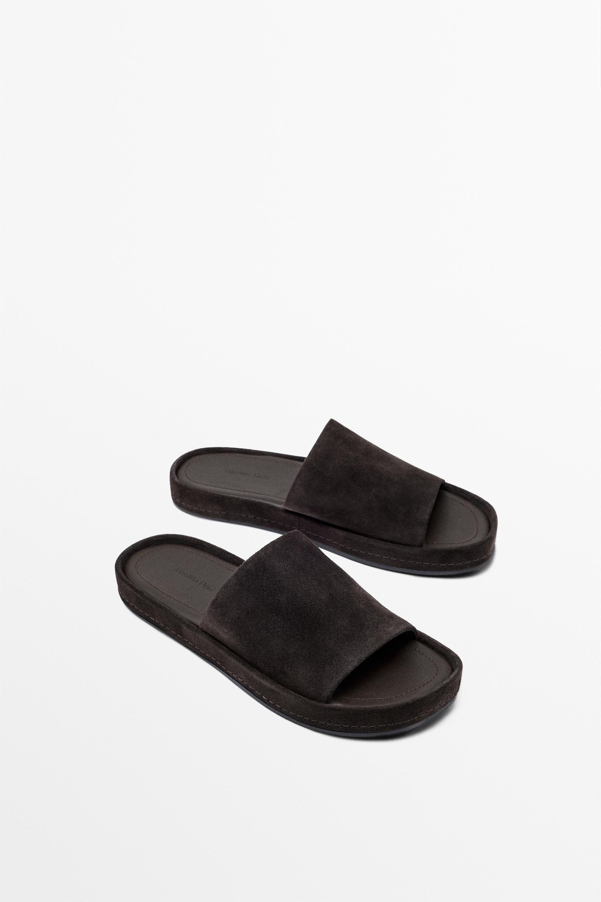 Platform slide sandals — BROWN