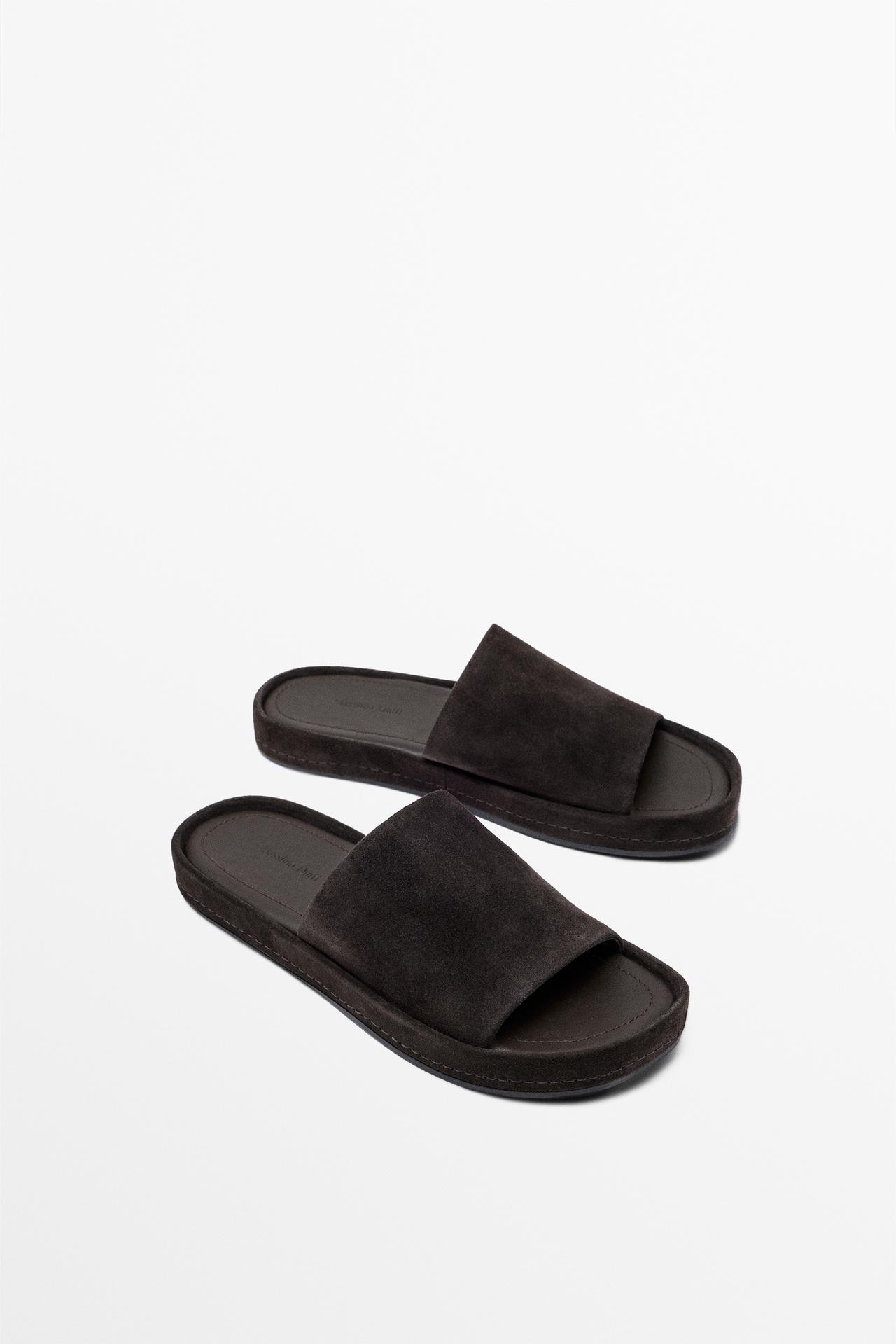 Platform slide sandals — BROWN