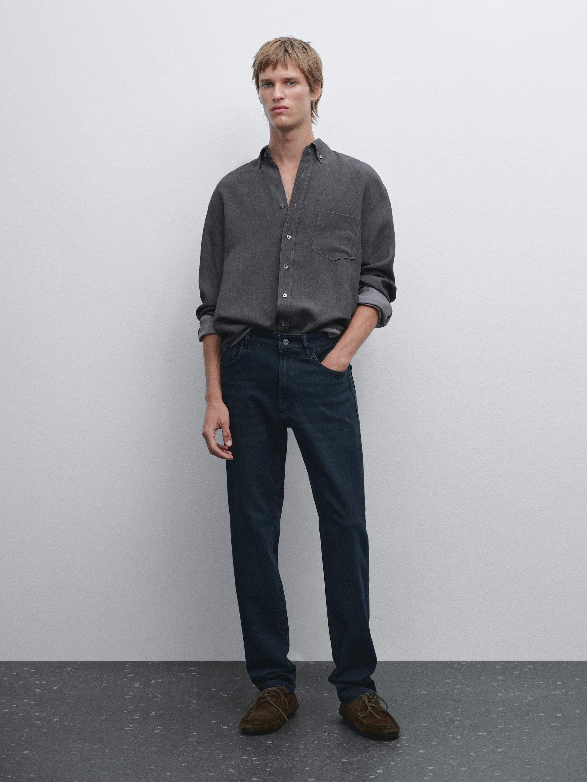 Jean Slim Léger - Bleu - 32 - Massimo Dutti - Homme