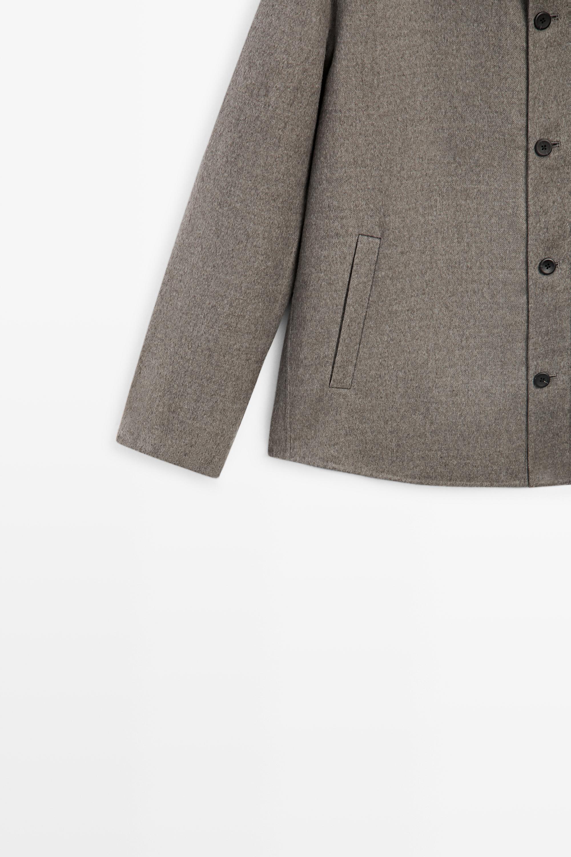Wool blend overshirt with button detail — MINK