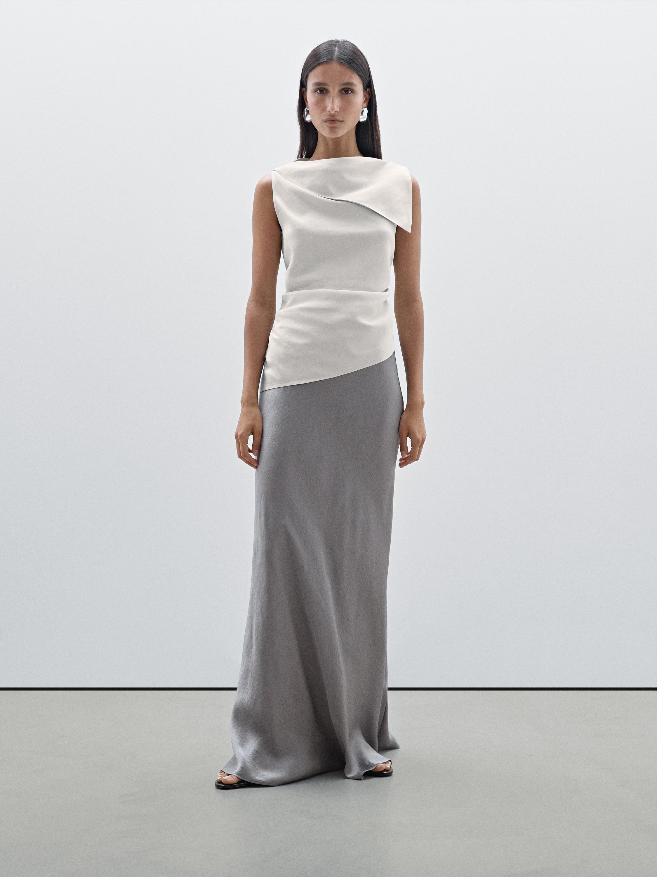 Long flowing satin skirt