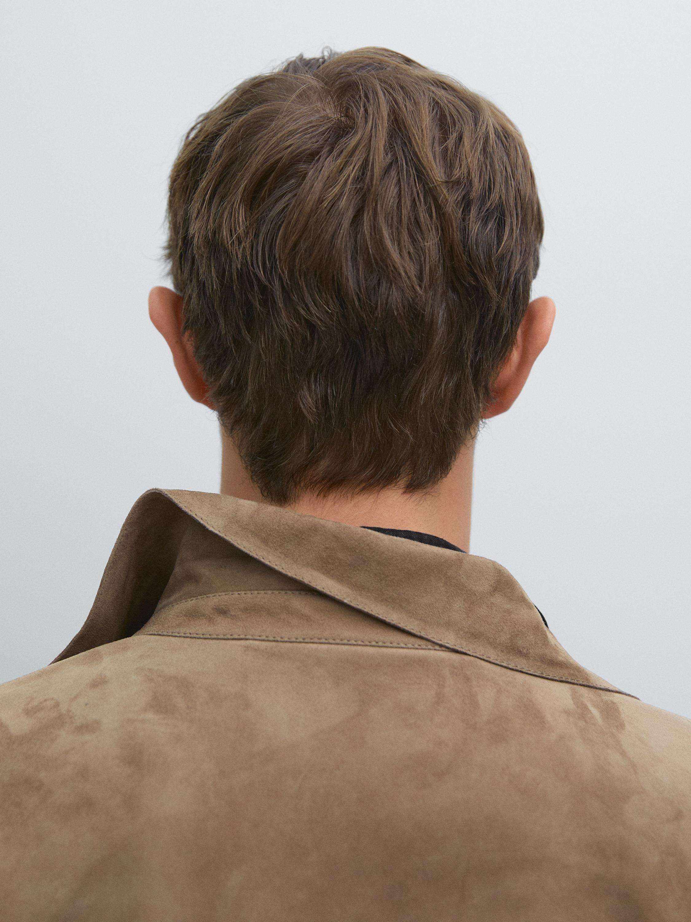 Suede leather overshirt