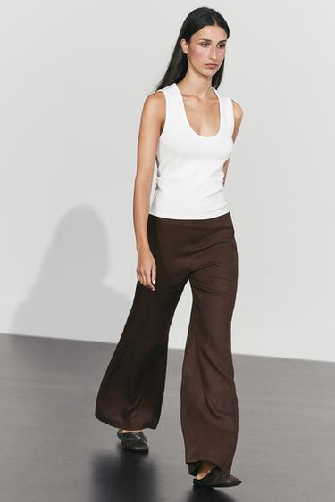 100% linen flowing pants — BROWN 5
