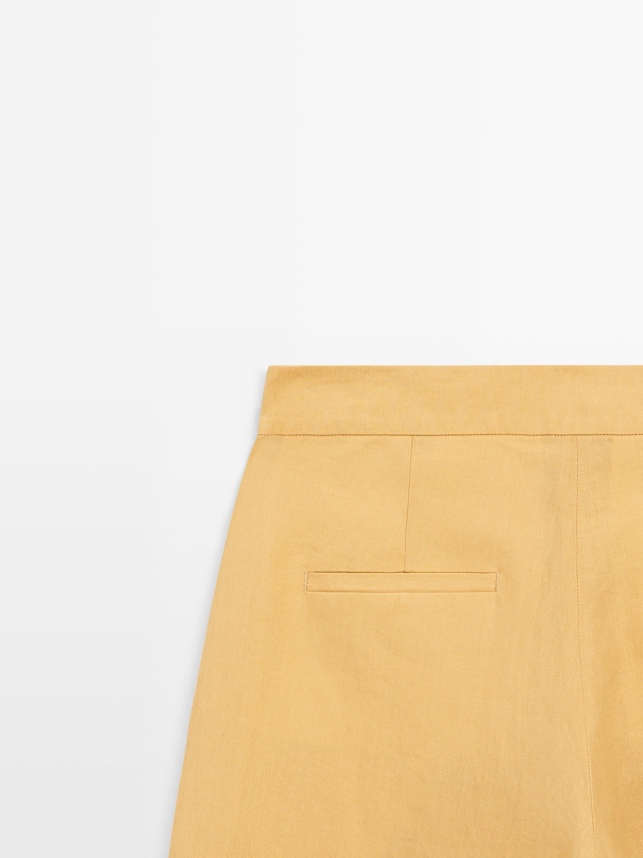 Linen barrel fit pants — YELLOW