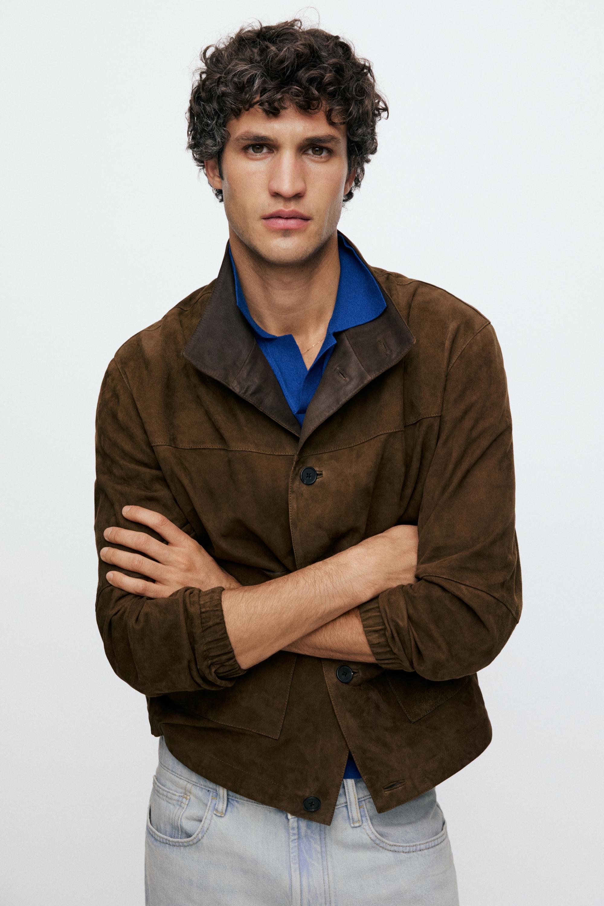 Suede leather jacket — Tobacco brown