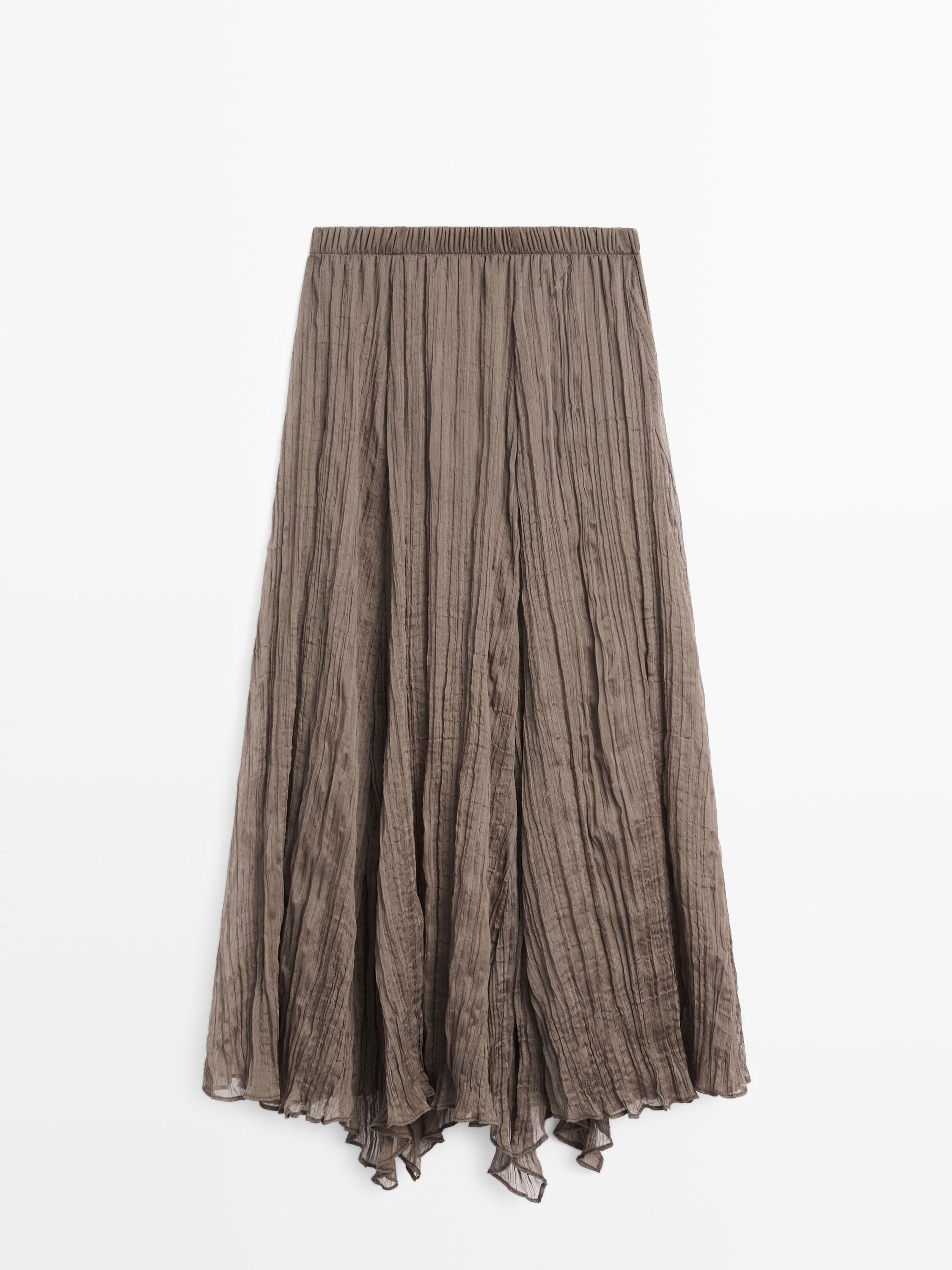 Flared pleated midi skirt — ANTHRACITE GREY