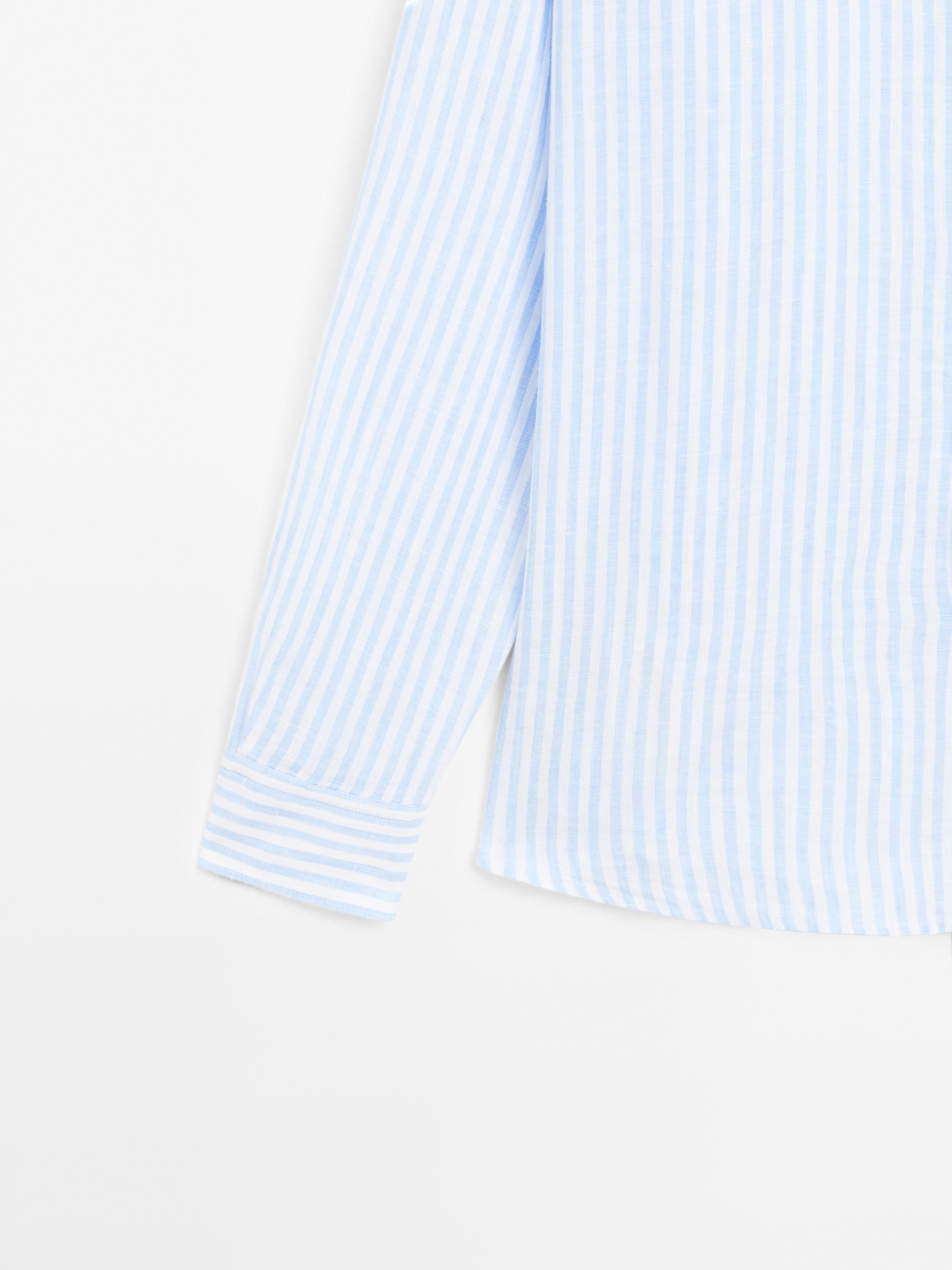 Camisa rayas regular fit 100% lino