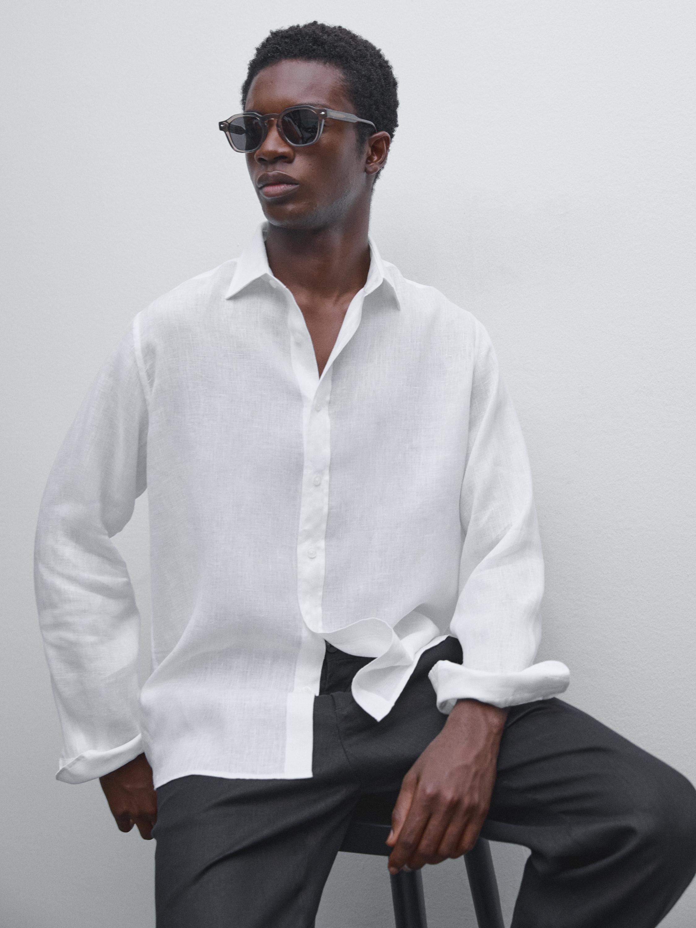 Camisa regular fit 100% linho