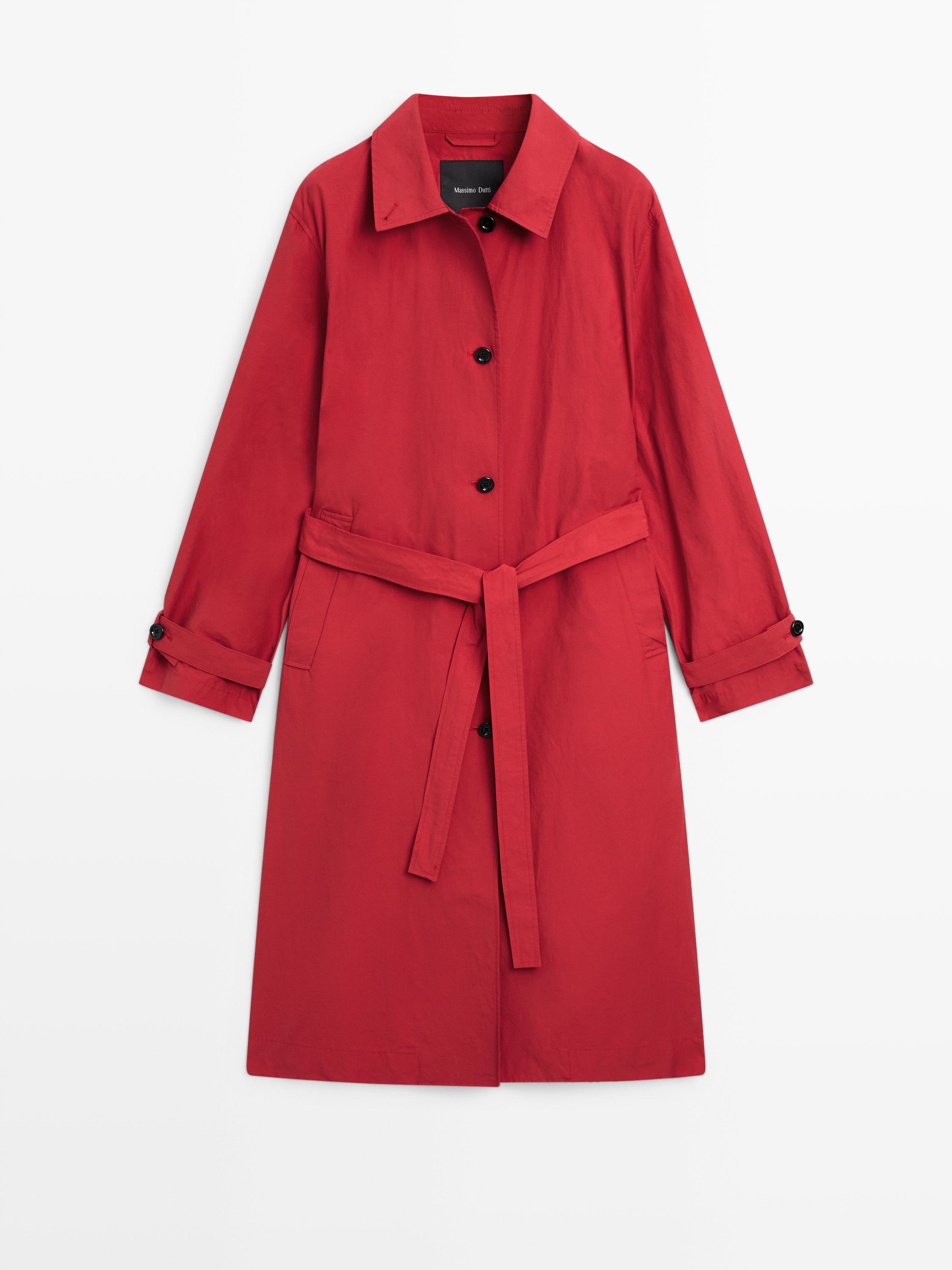 Technical cotton trench coat