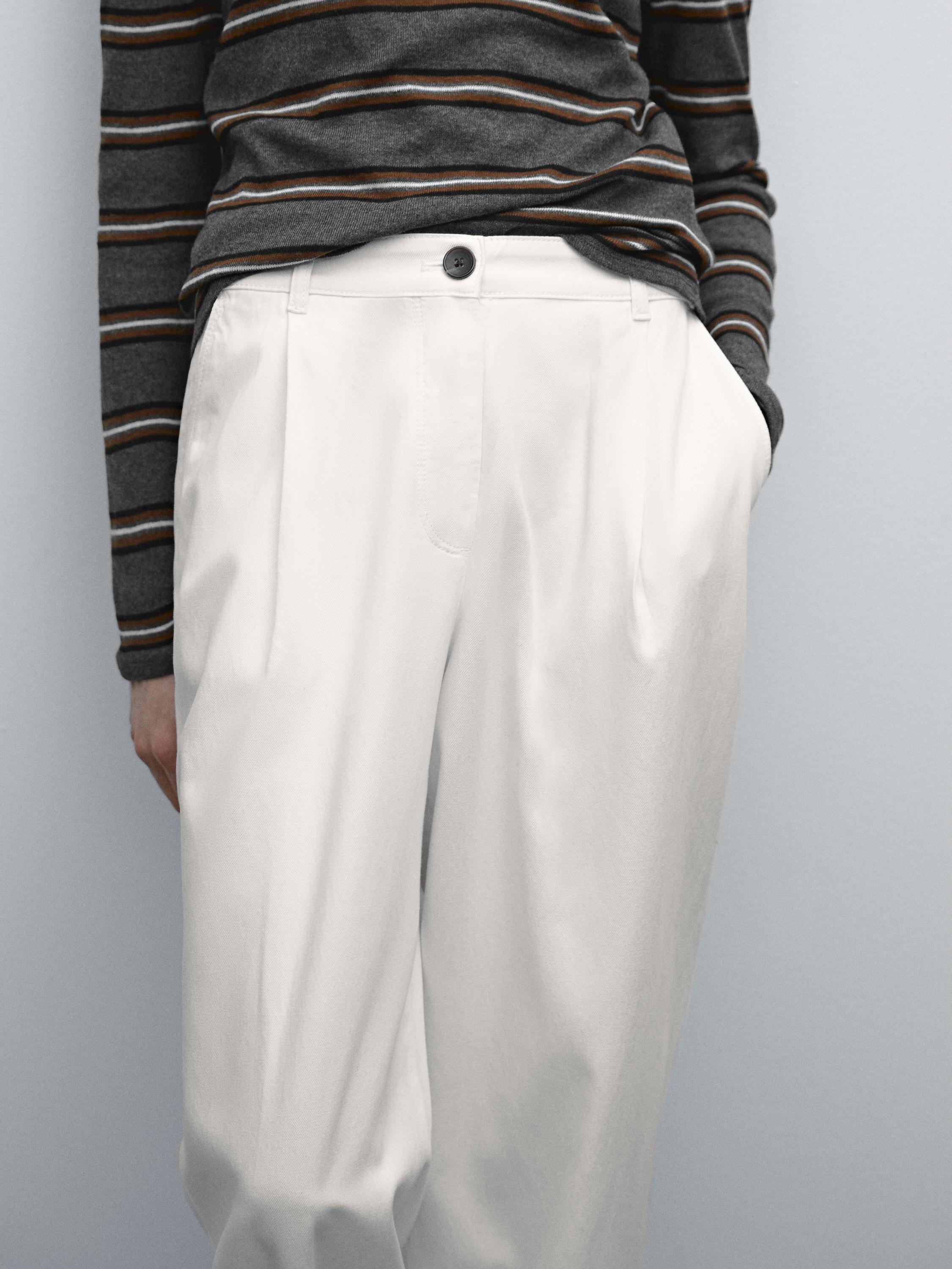 Flowing cotton blend trousers