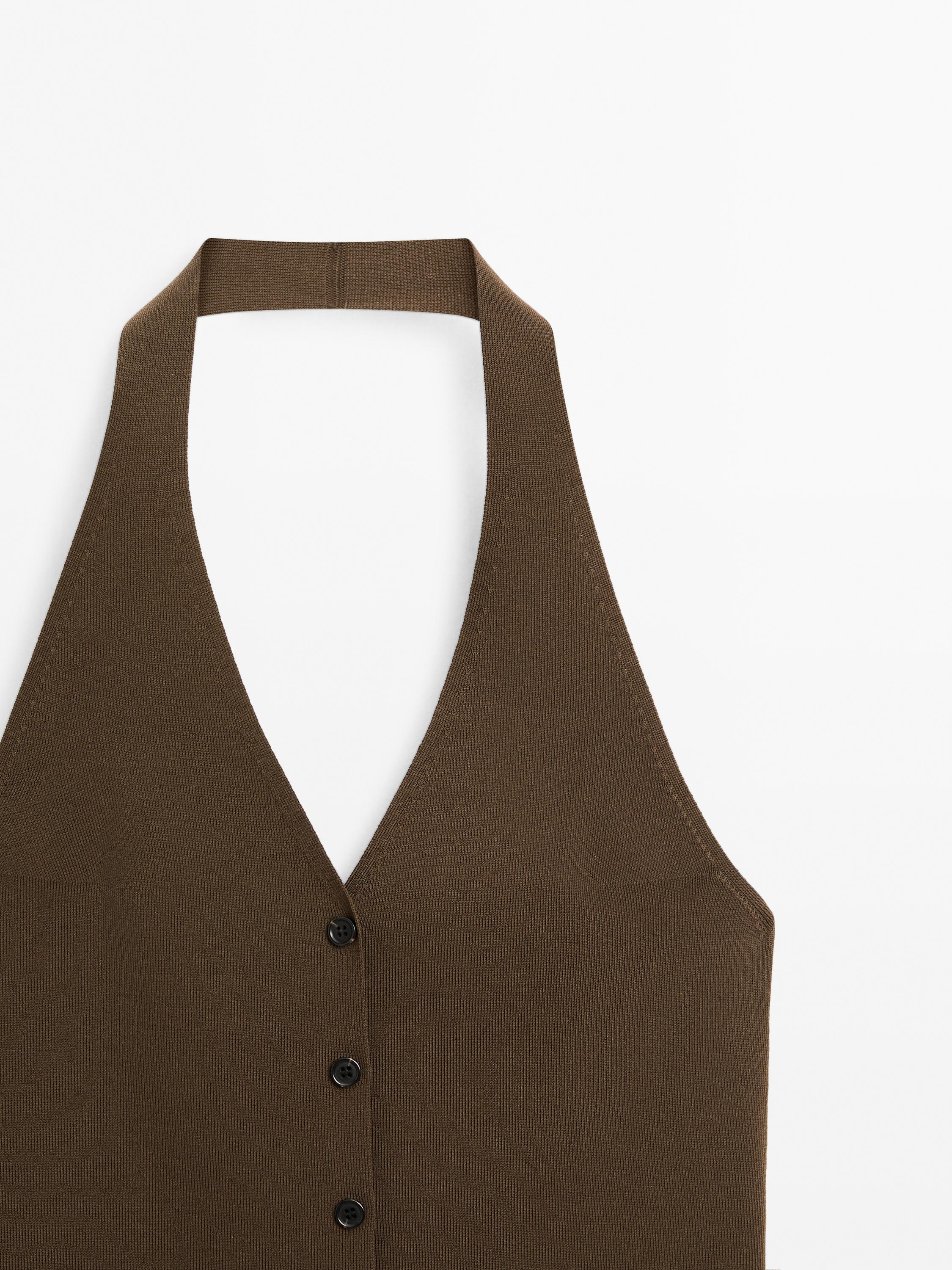 Knit halter neck waistcoat