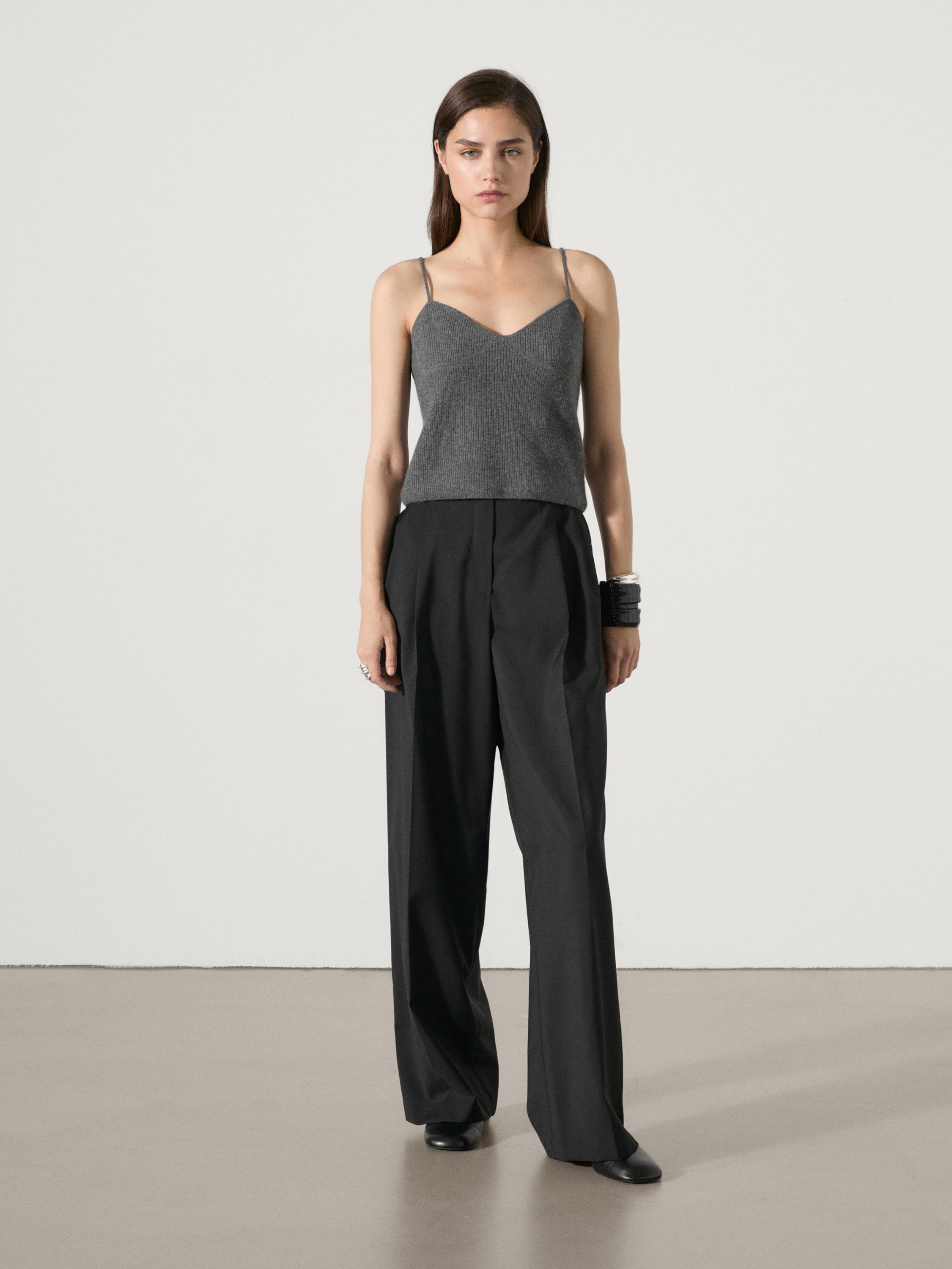 100% cashmere knit strappy top