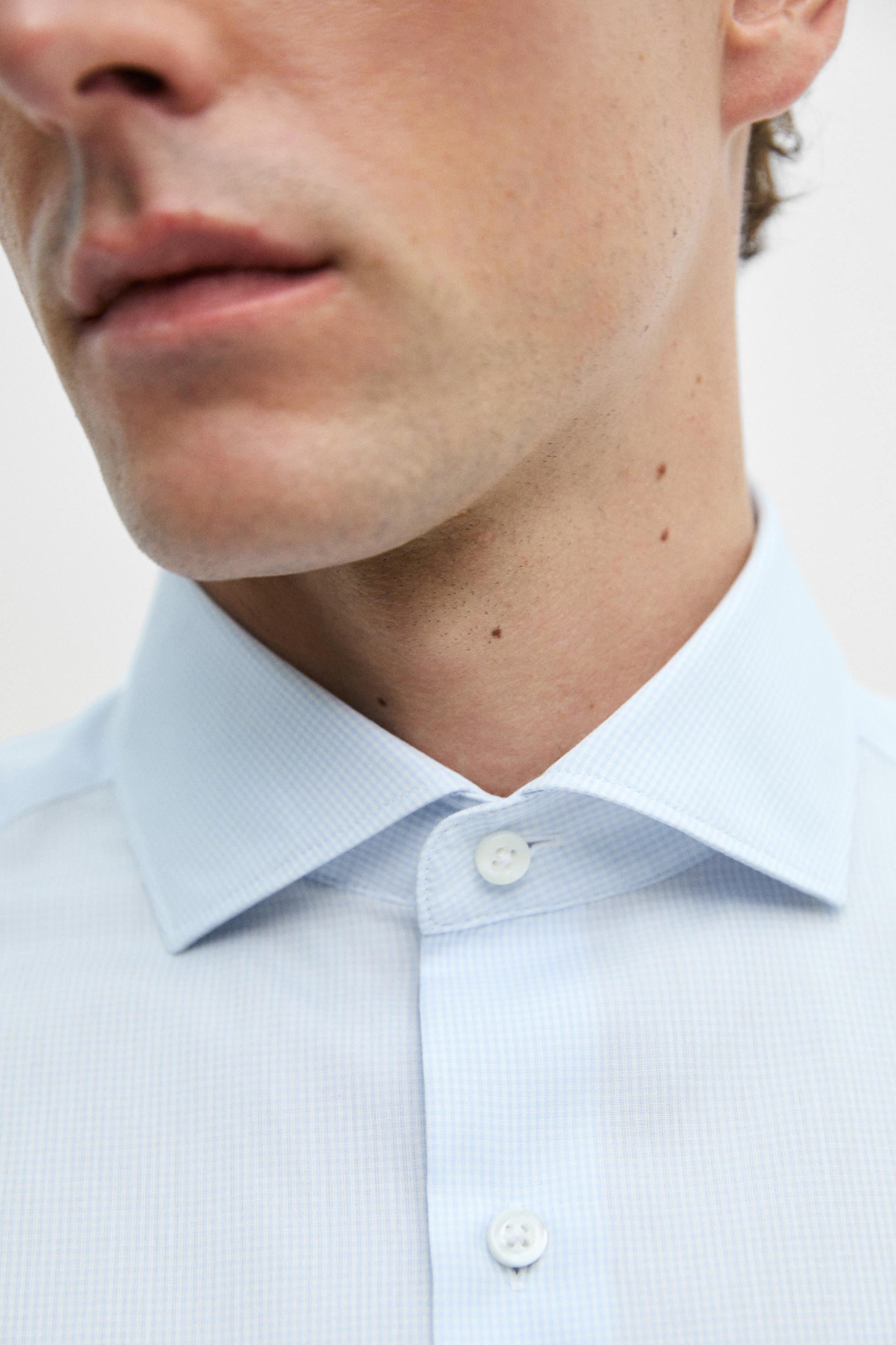 Slim fit gingham shirt — SKY BLUE