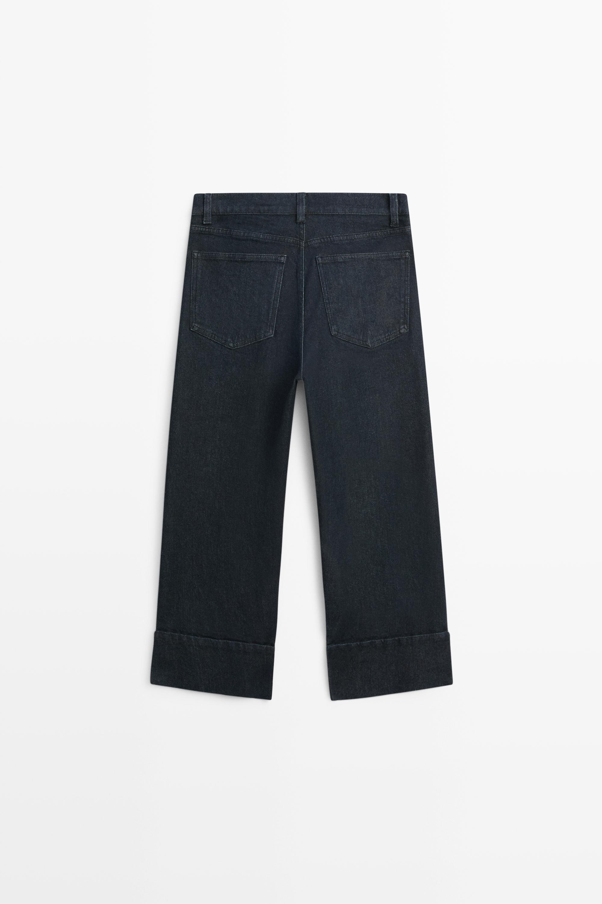 Capri jeans with turn-up hems — DARK BLUE