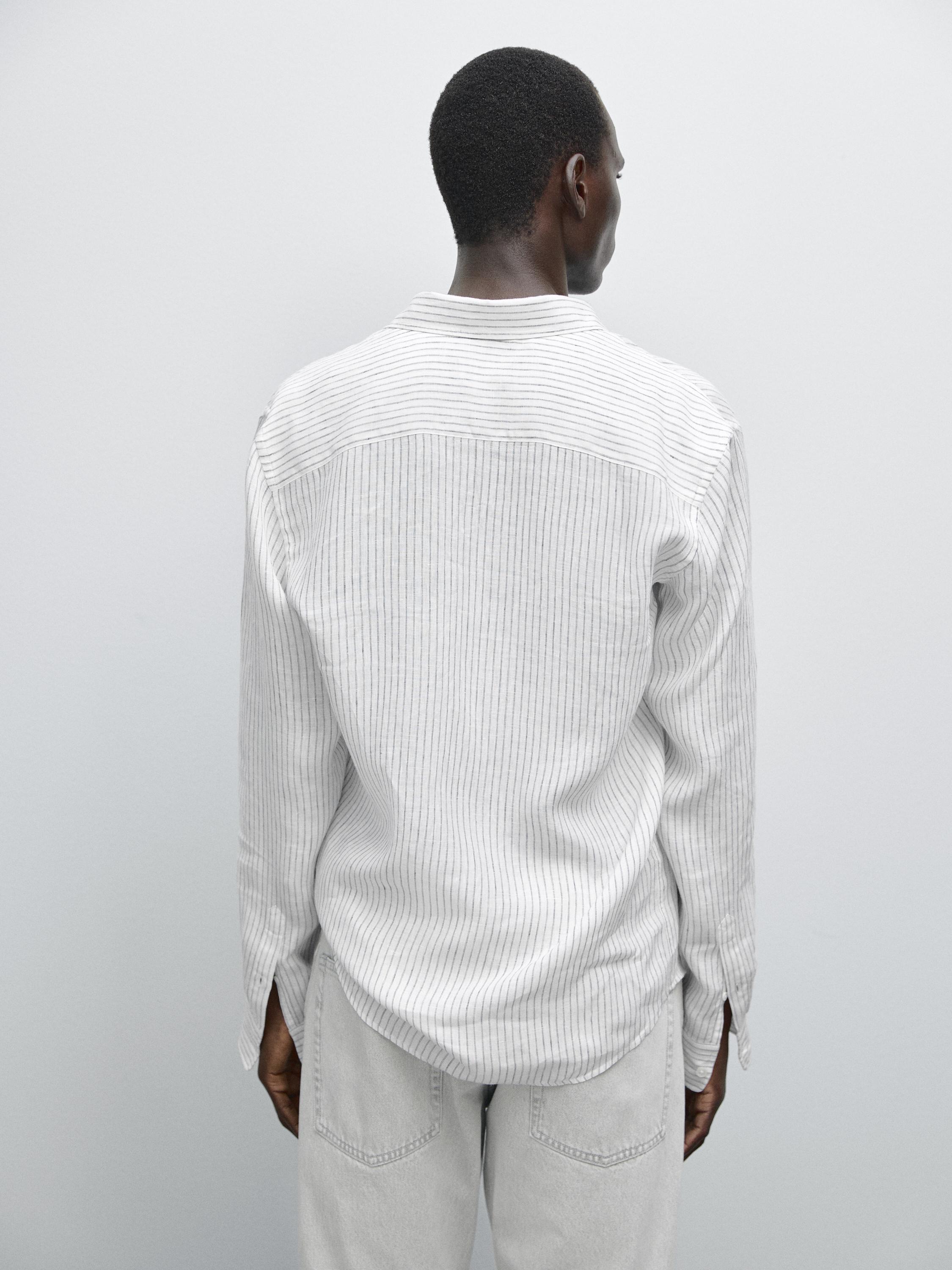 Striped slim fit linen shirt