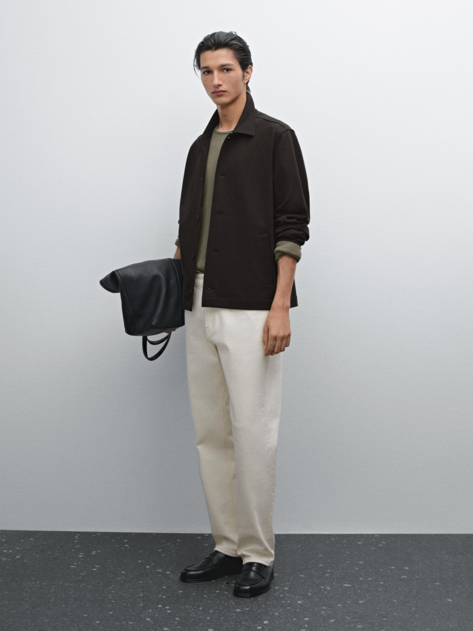 Sobrecamisa Sarga Mezcla Algodón - Gris - S - Massimo Dutti - Hombre