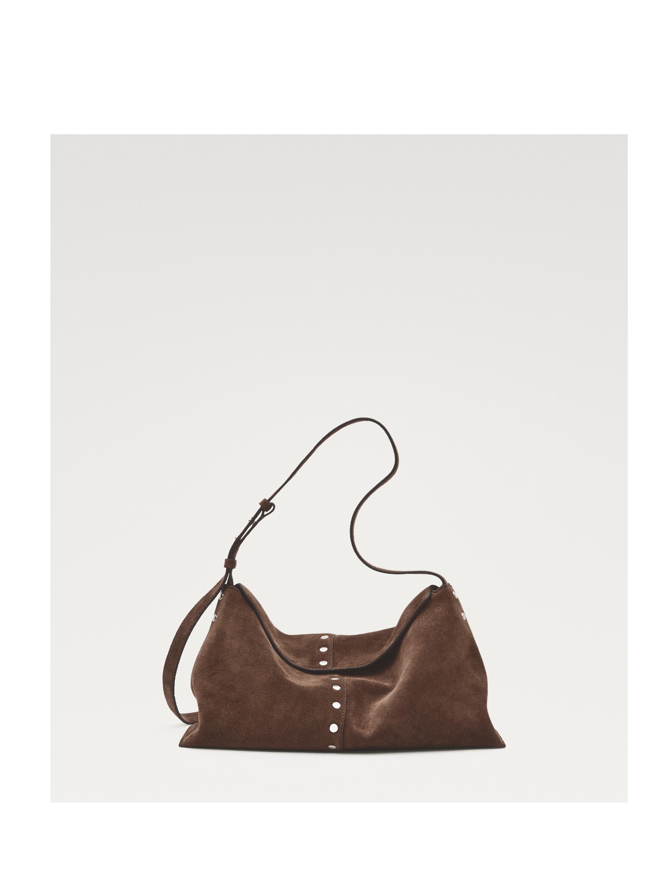 Split suede leather bucket bag — MINK