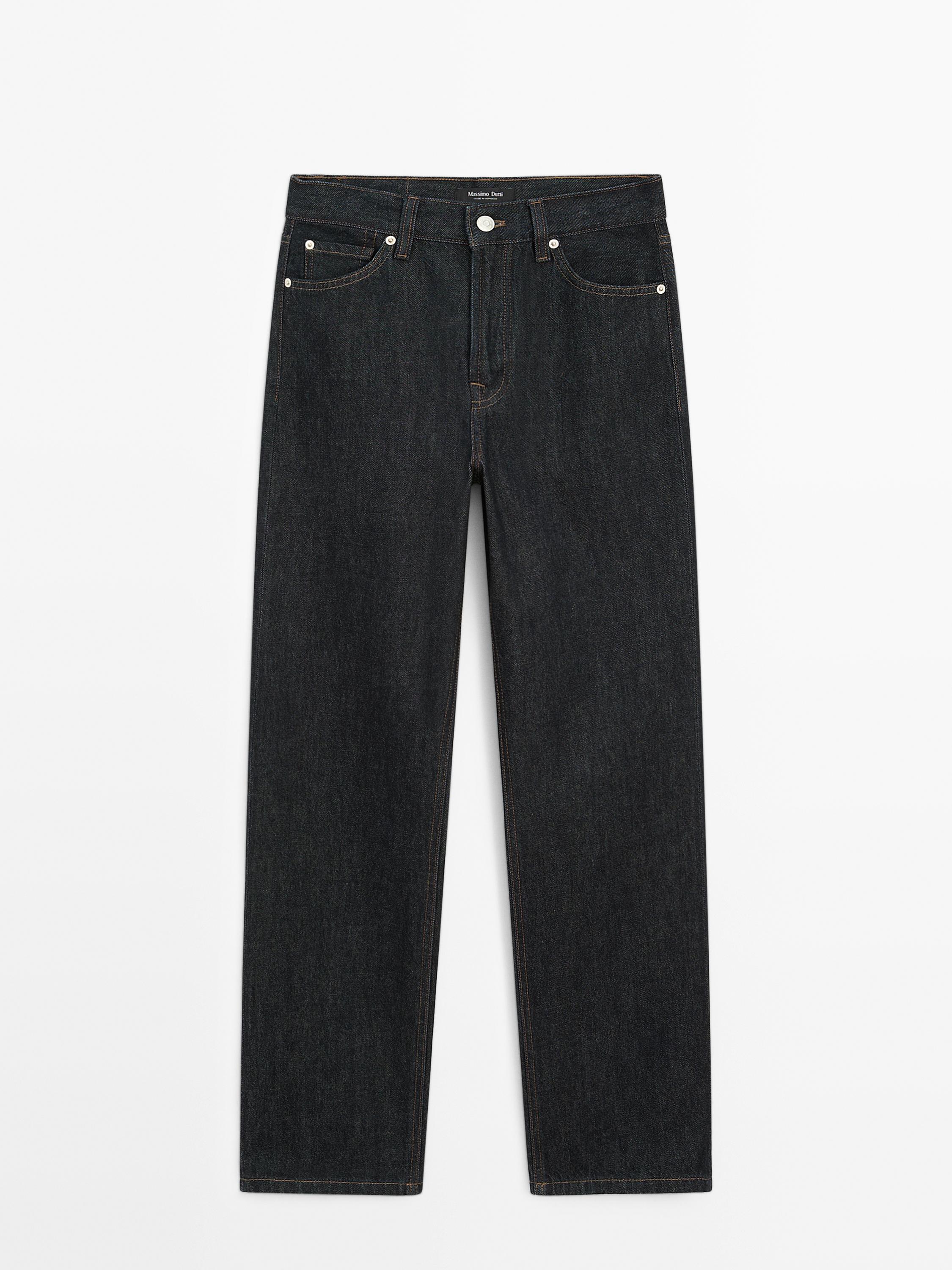 Straight-leg high-waist jeans