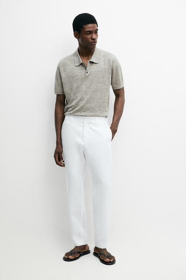 Tapered fit linen pants — WHITE 1