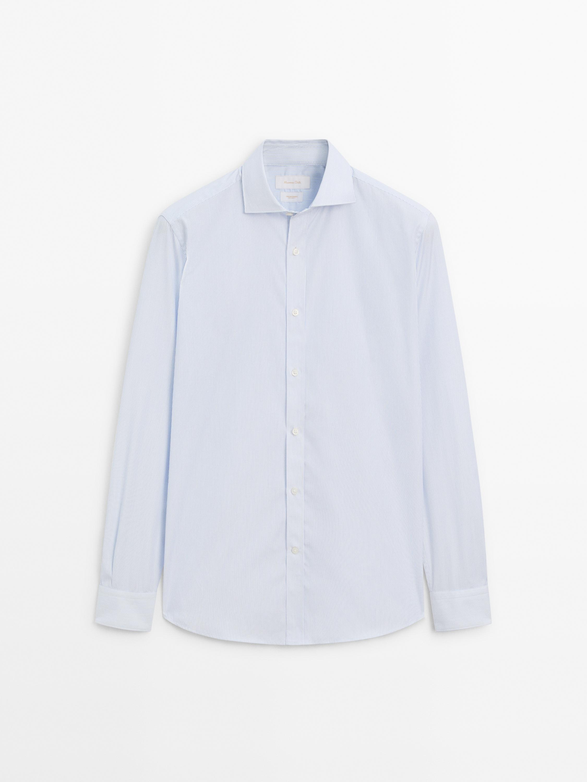 Slim fit striped 100% cotton shirt