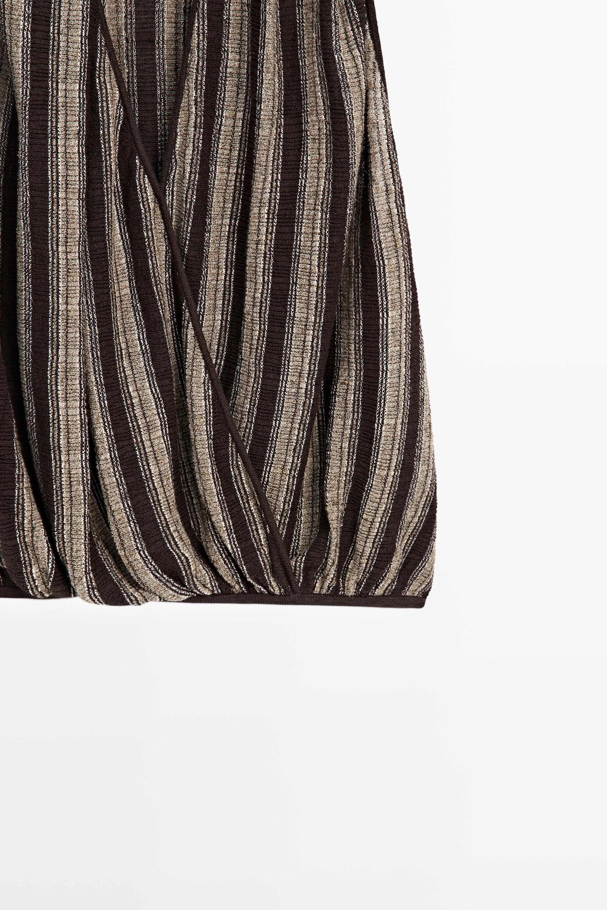 Surplice top with striped detail — BROWN