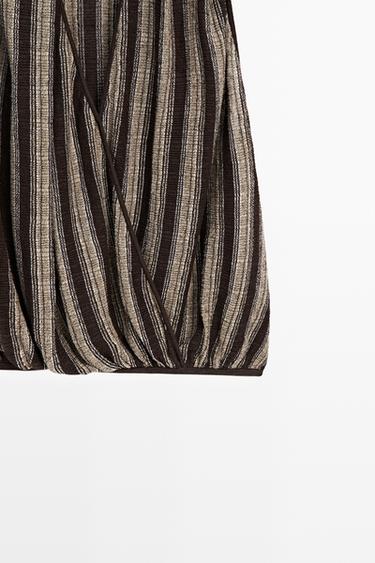 Surplice top with striped detail — BROWN 7