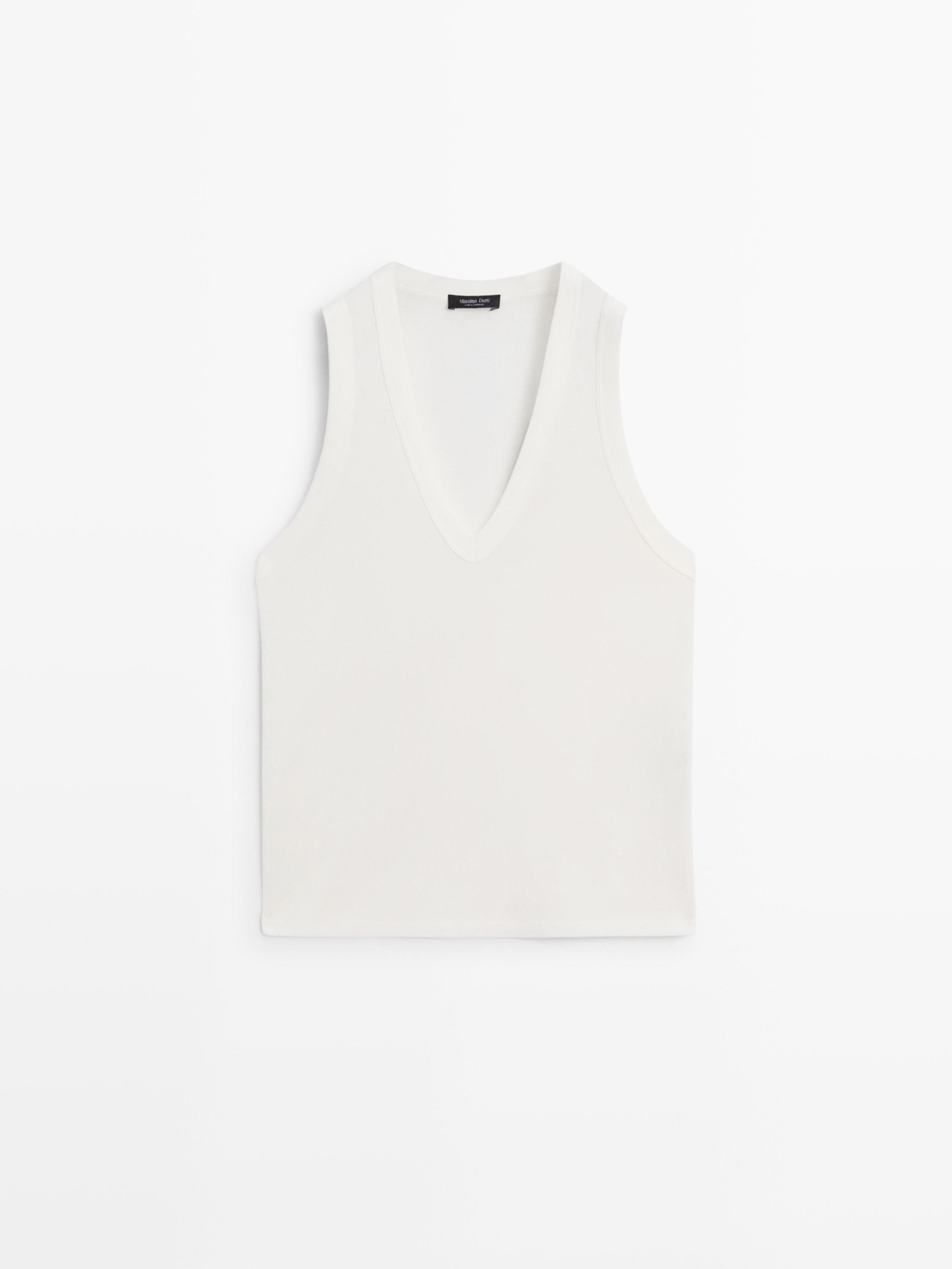 Camiseta escote pico 100% algodón