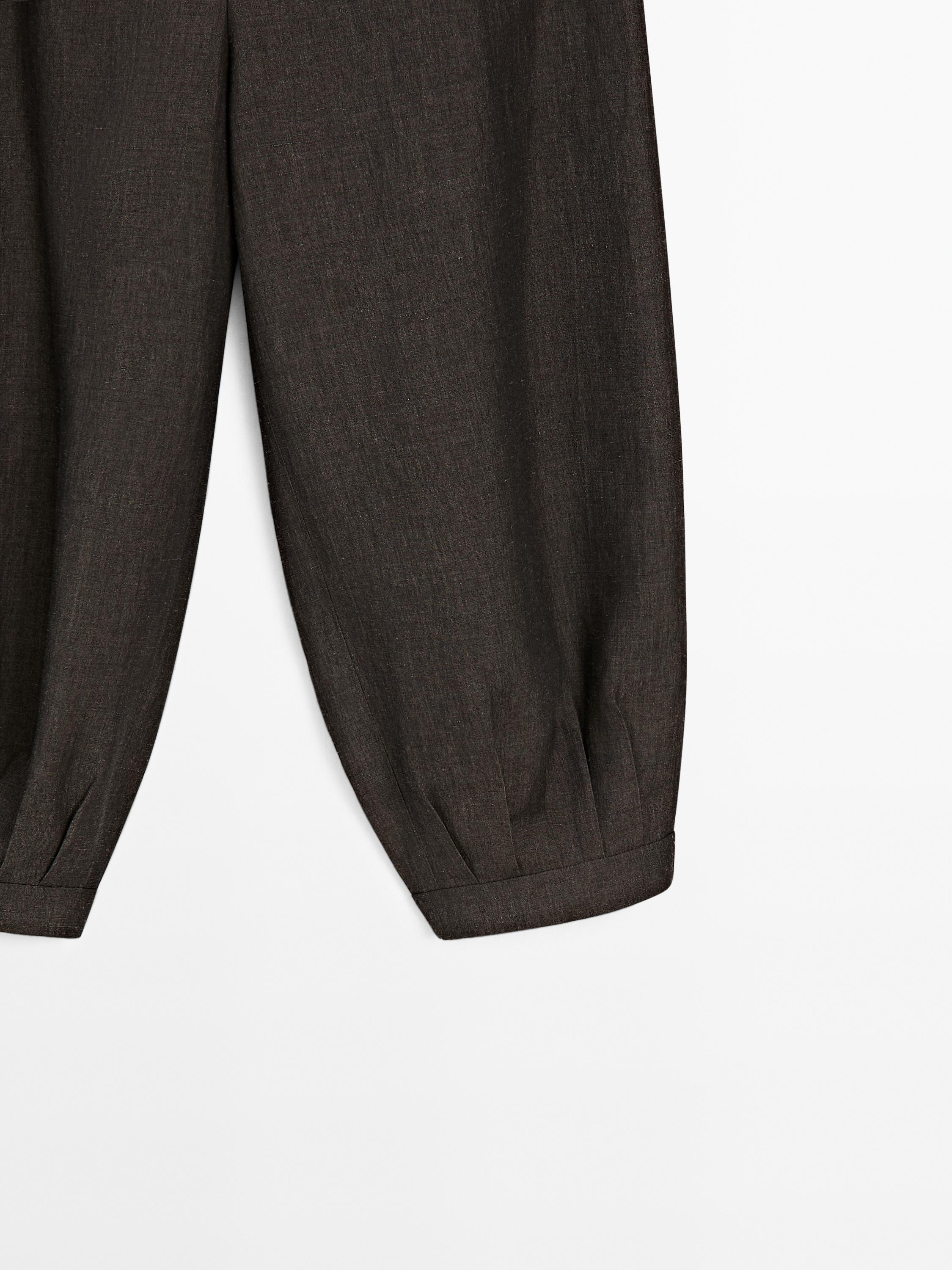 Linen blend balloon capris