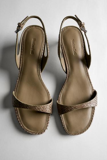 High-heel sandals in embossed leather — ANIMAL PRINT 1