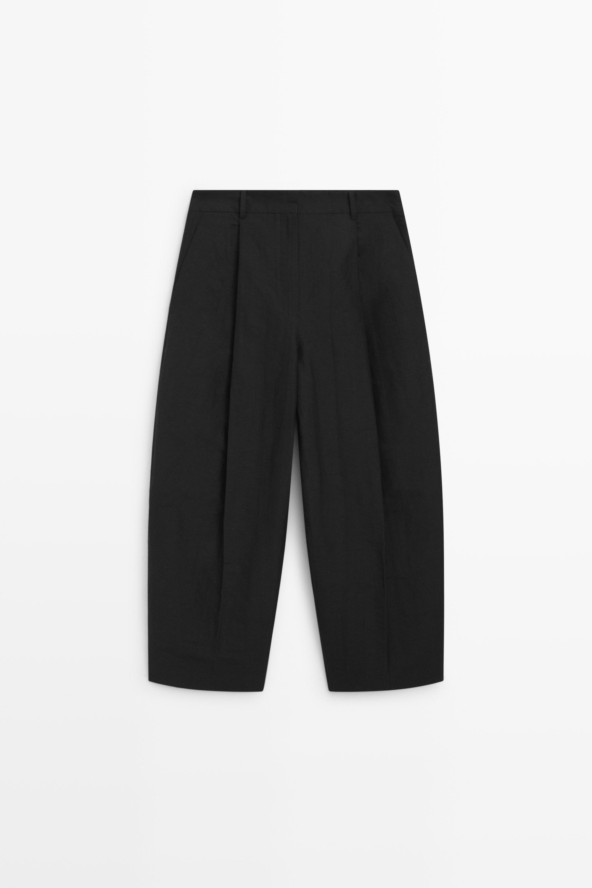 Pantaloni din amestec de in cu pliuri - STUDIO